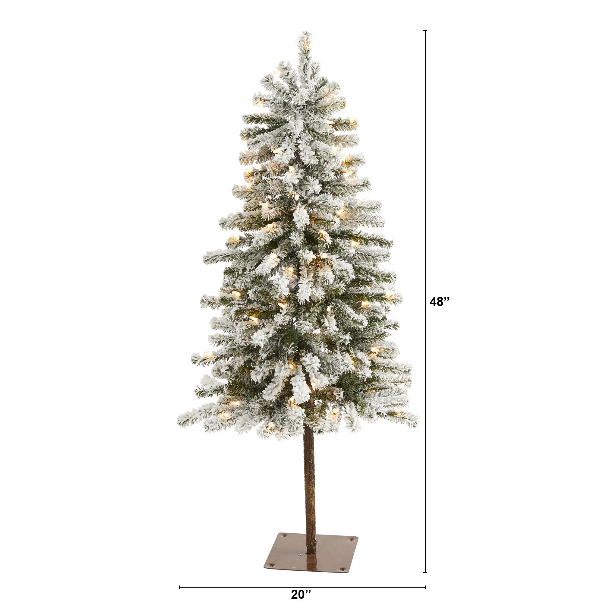 4’ Flocked Alpine Artificial Christmas Tree with 100 Lights and 260 Bendable Branches - Image 2