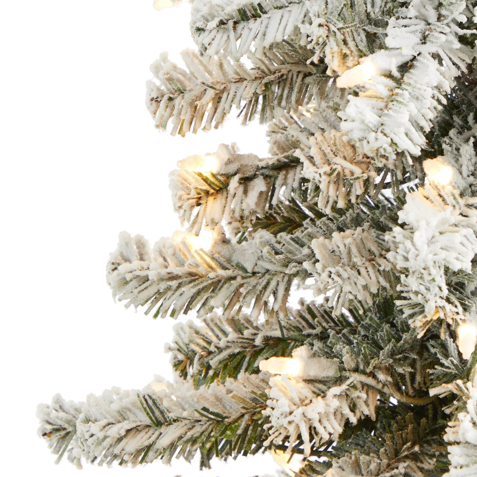 4’ Flocked Alpine Artificial Christmas Tree with 100 Lights and 260 Bendable Branches - Image 4