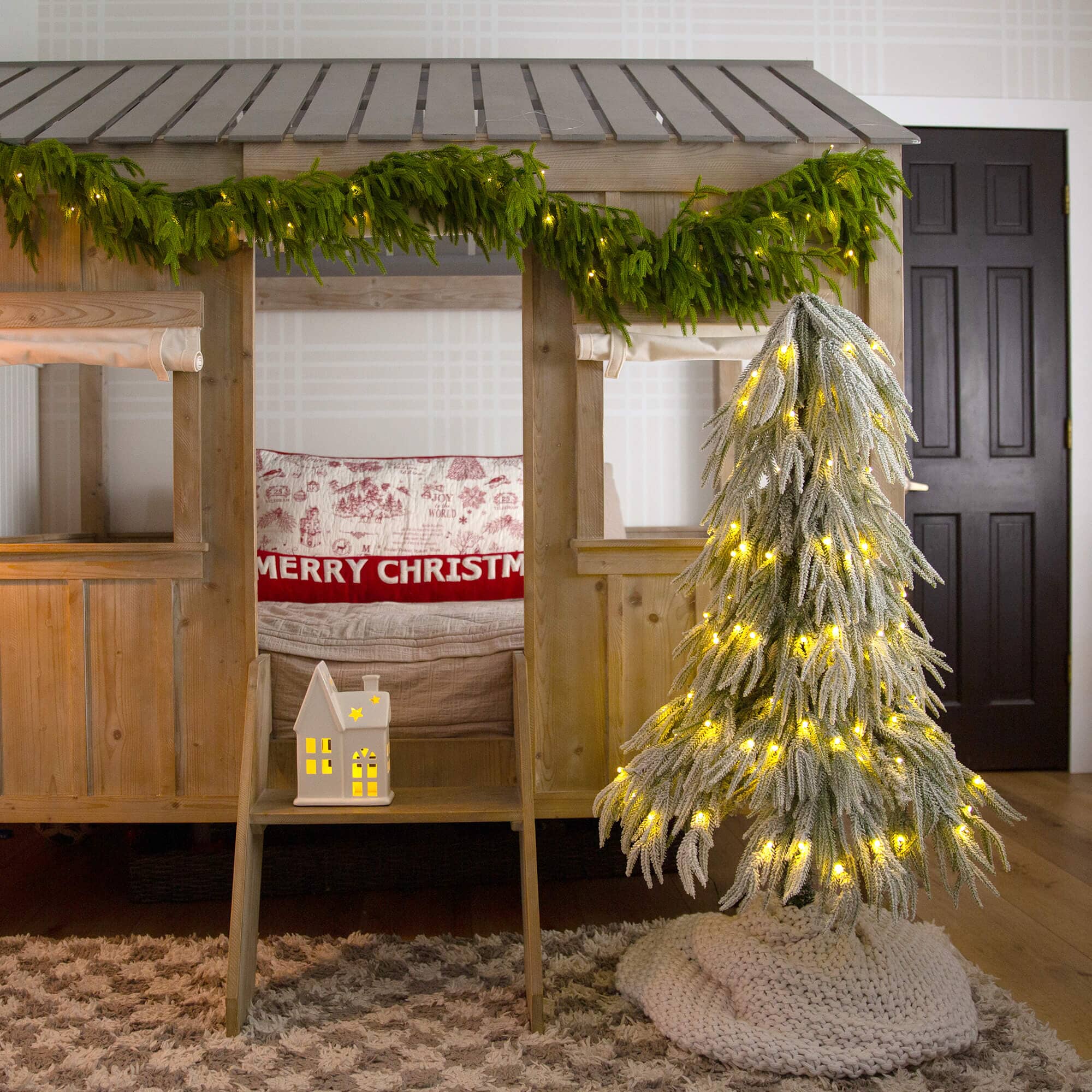 4' Artificial Pre-Lit Flocked Down Swept Christmas Tree with 110 Warm White LED Lights - Image 3