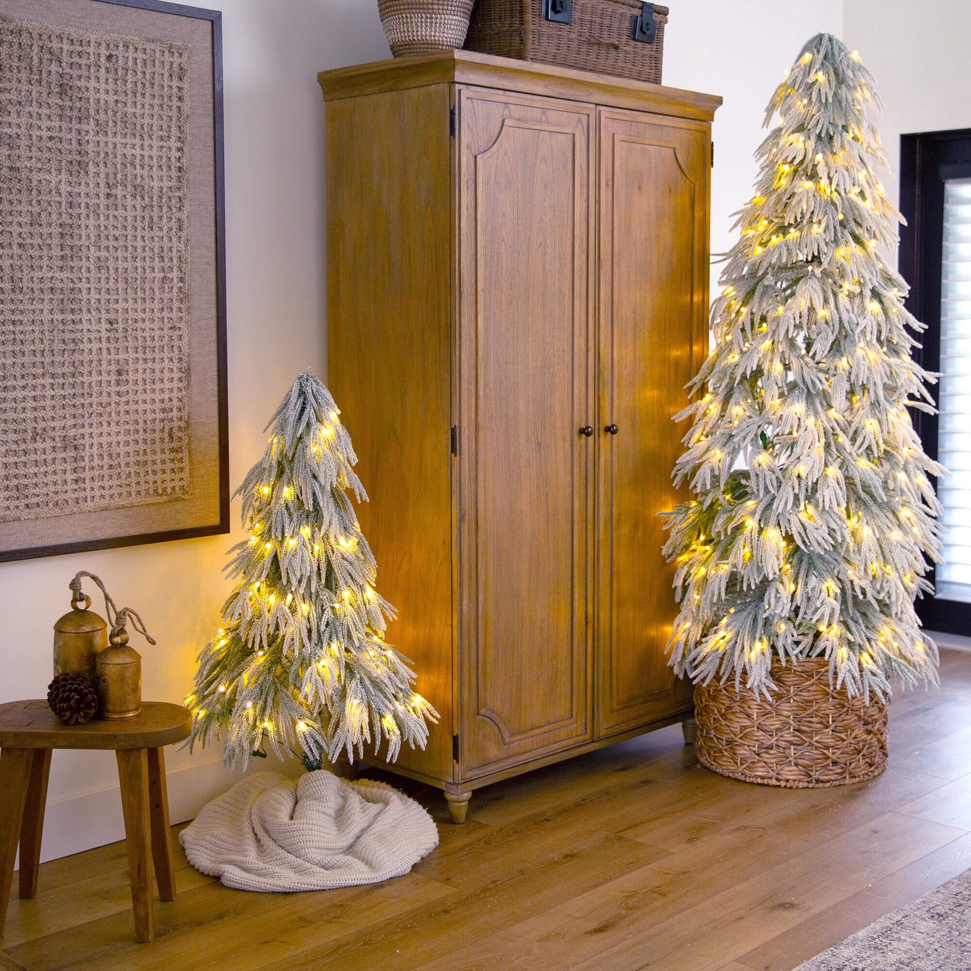 4' Artificial Pre-Lit Flocked Down Swept Christmas Tree with 110 Warm White LED Lights - Image 4