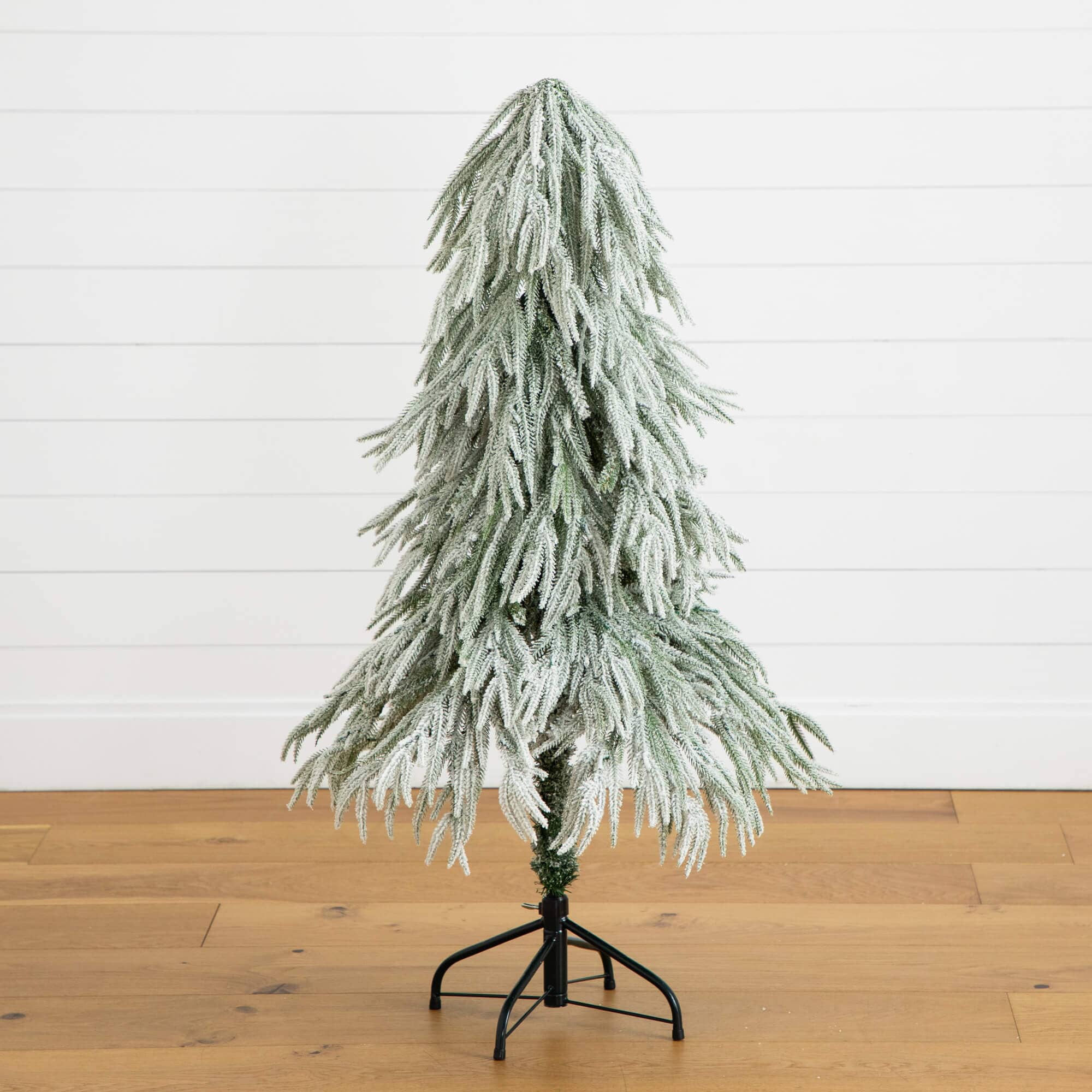 4' Artificial Pre-Lit Flocked Down Swept Christmas Tree with 110 Warm White LED Lights - Image 5