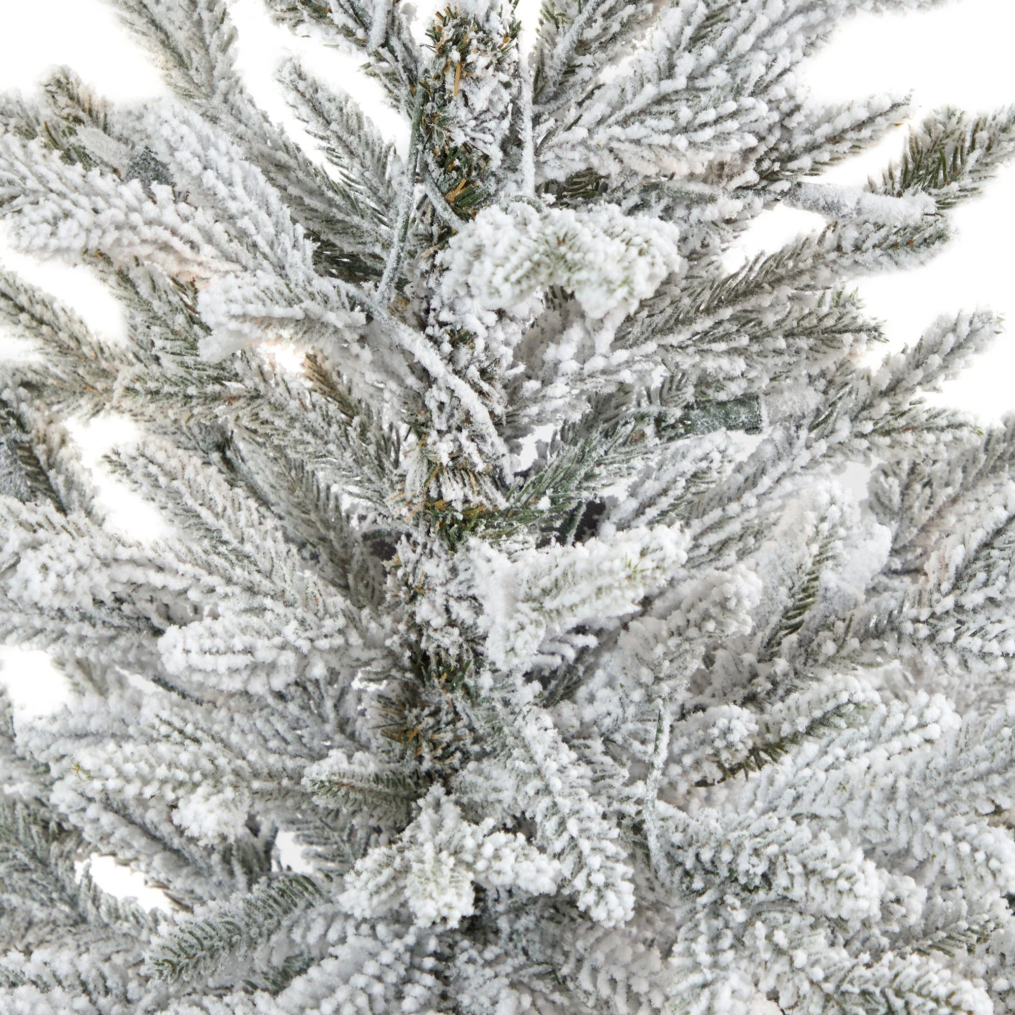 4’ Flocked Fraser Fir Artificial Christmas Tree with 200 Warm White Lights and 481 Bendable Branches in Gray Planter - Image 5