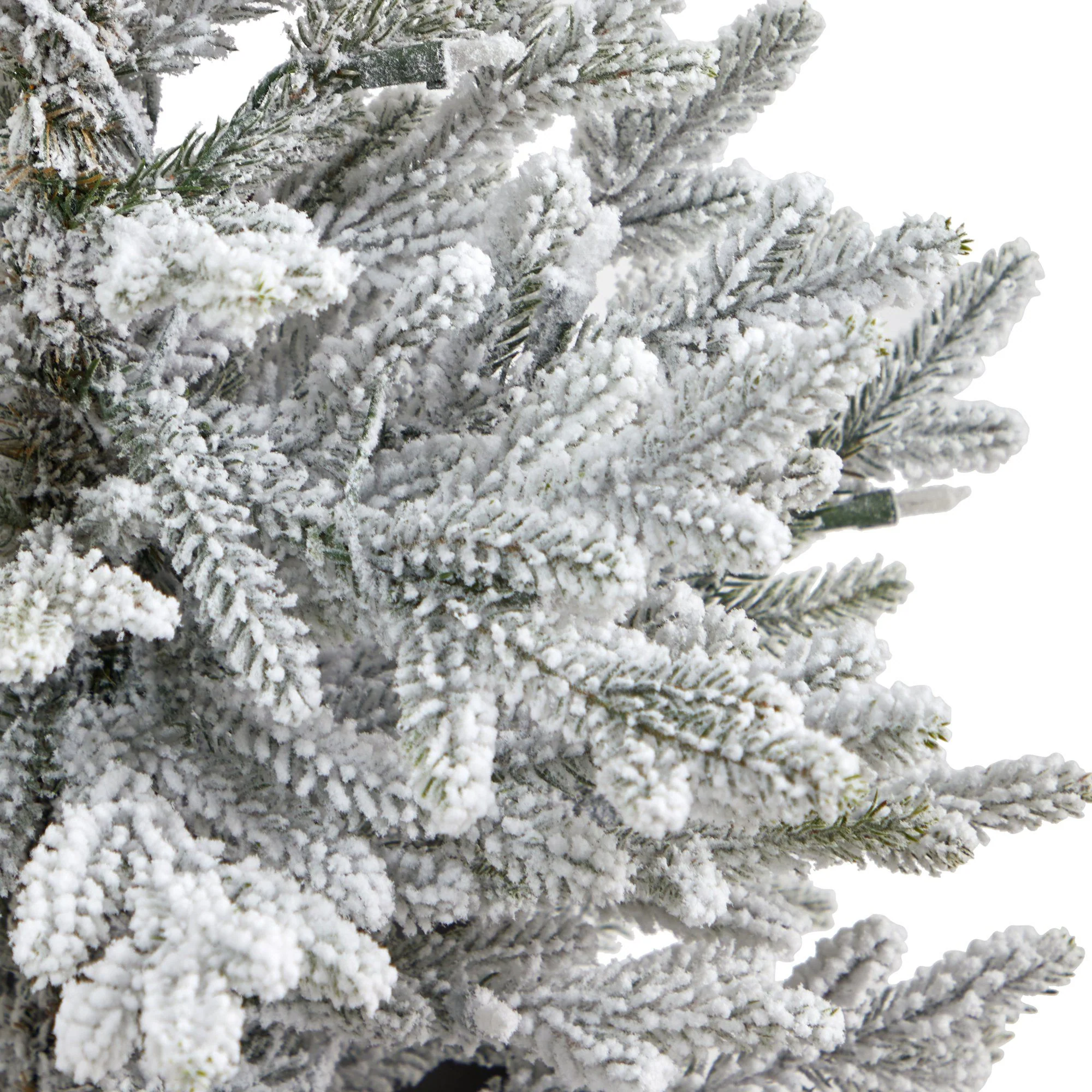 4’ Flocked Fraser Fir Artificial Christmas Tree with 200 Warm White Lights and 481 Bendable Branches in Red Planter - Image 5