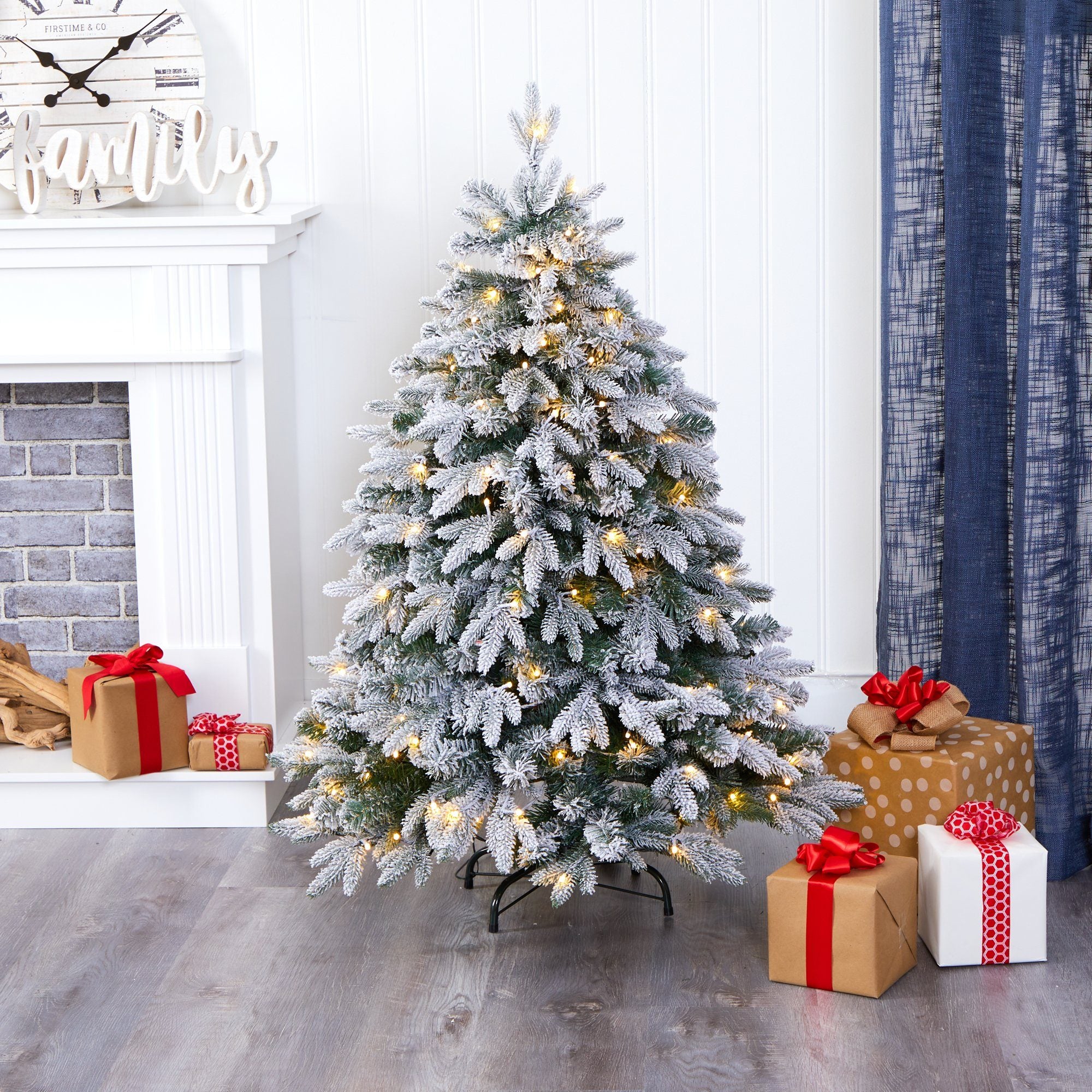 4’ Flocked Full Bodied Swedish Spruce Artificial Christmas Tree with 170 Clear LED Lights and 418 Bendable Branches - Image 8