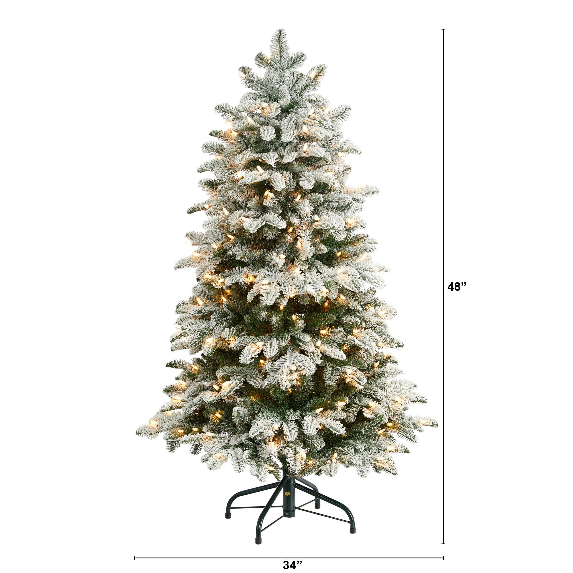 4’ Flocked North Carolina Fir Christmas Tree with 250 Warm White Lights and 779 Bendable Branches - Image 2