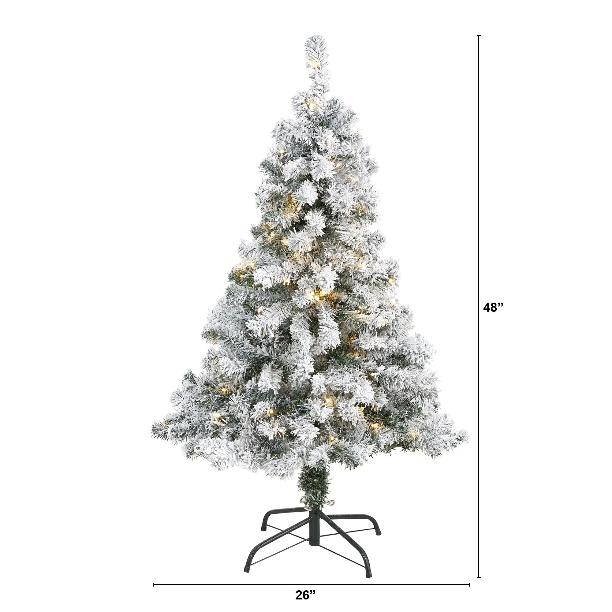 4' Flocked Rock Springs Spruce Artificial Christmas Tree with 100 Clear LED Lights - Image 2
