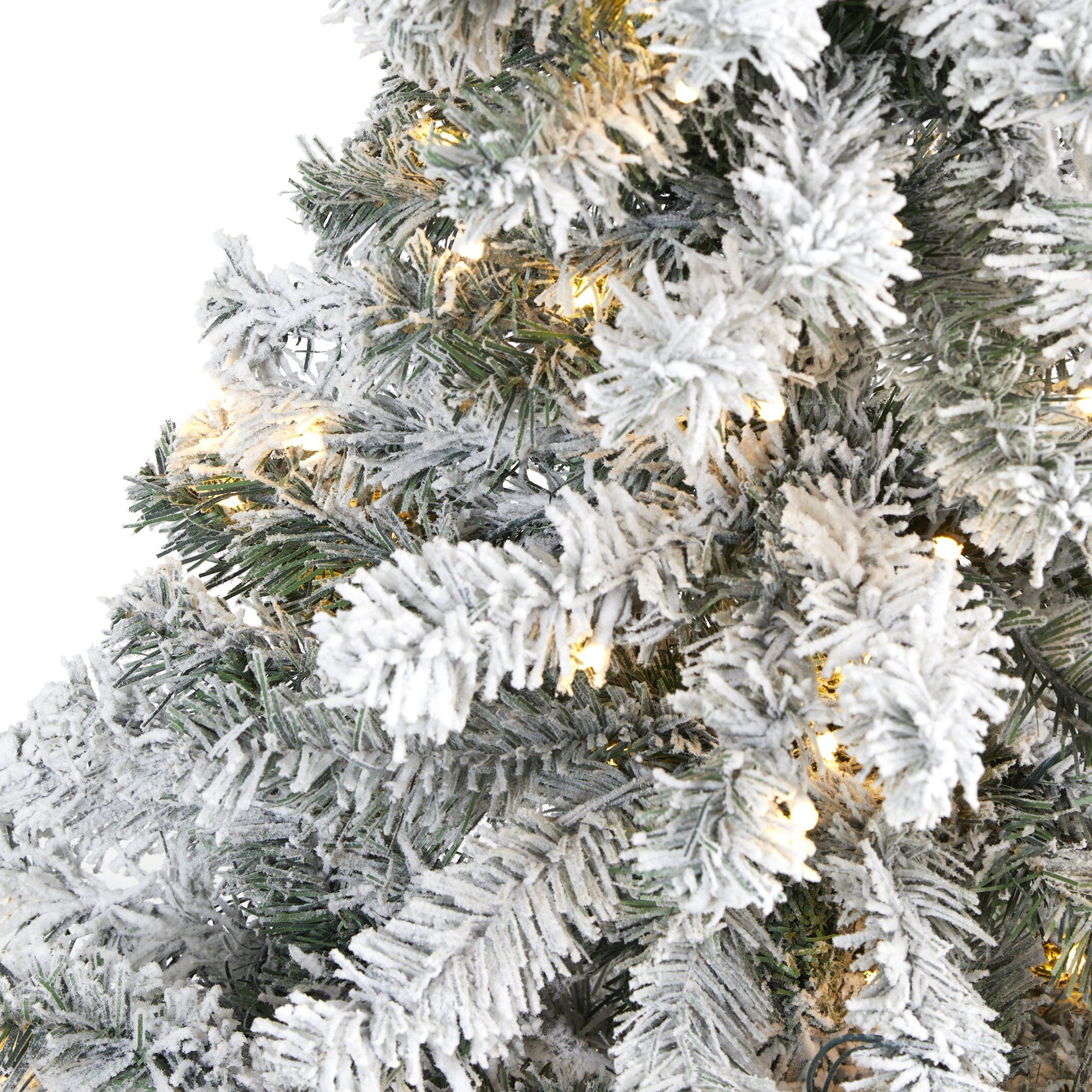 4' Flocked Rock Springs Spruce Artificial Christmas Tree with 100 Clear LED Lights - Image 3