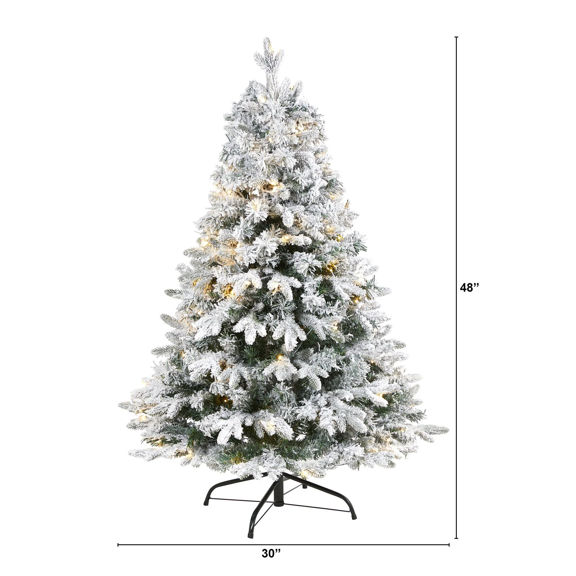 4' Flocked Vermont Mixed Pine Artificial Christmas Tree with 100 Clear LED Lights - Image 2