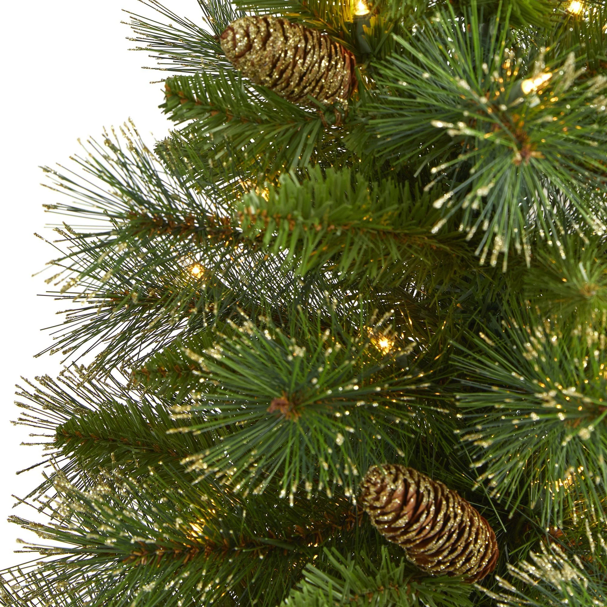 4’ Golden Tip Washington Pine Artificial Christmas Tree with 100 Clear Lights, Pine Cones and 336 Bendable Branches - Image 3