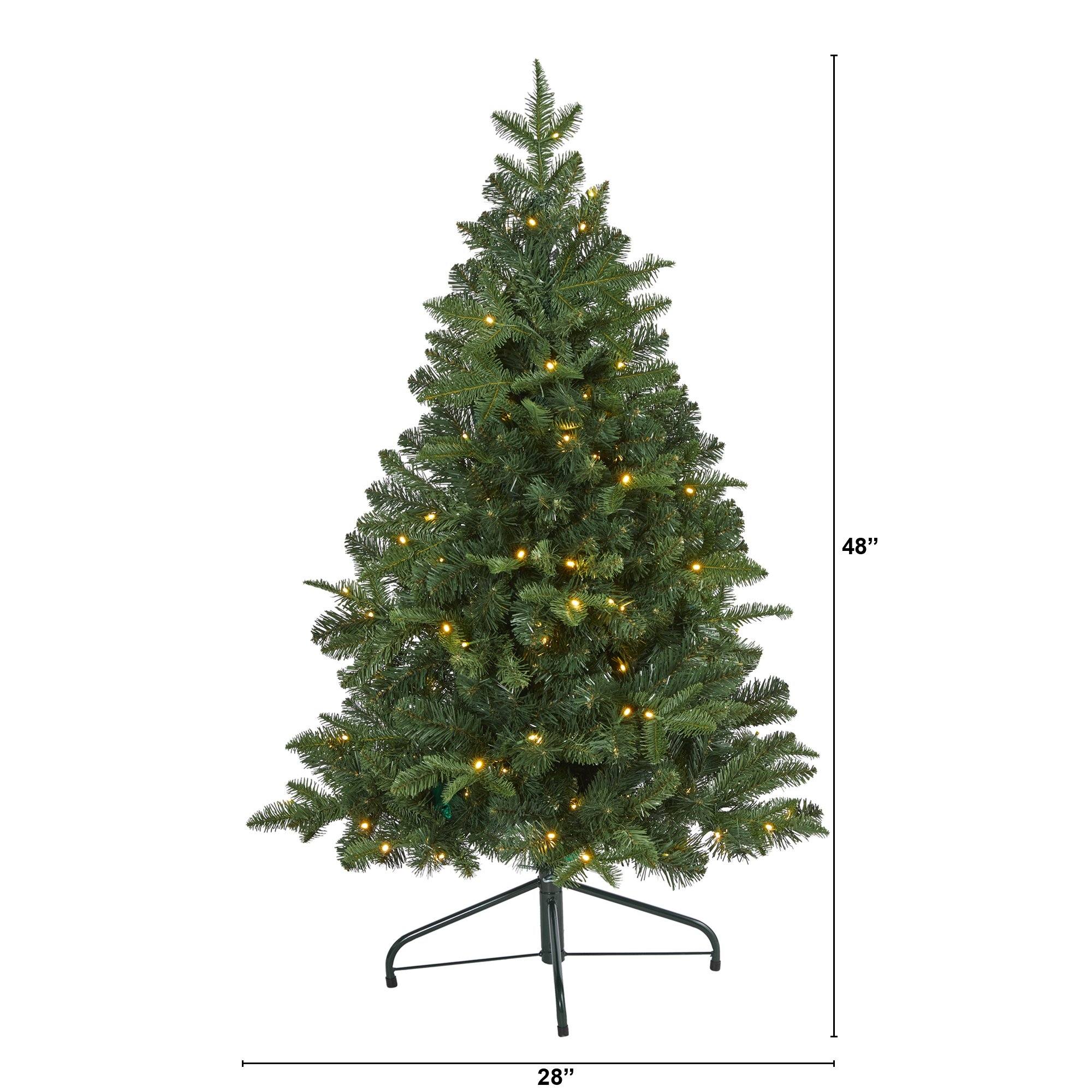 4’ Grand Teton Spruce Flat Back Artificial Christmas Tree with 90 Clear LED Lights and 369 Bendable Branches - Image 2