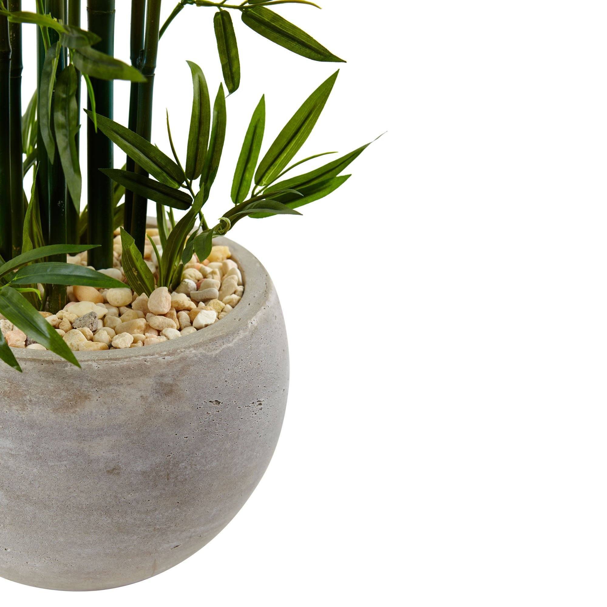 4’ Green Bamboo Artificial Tree in Sand Colored Bowl - Image 2