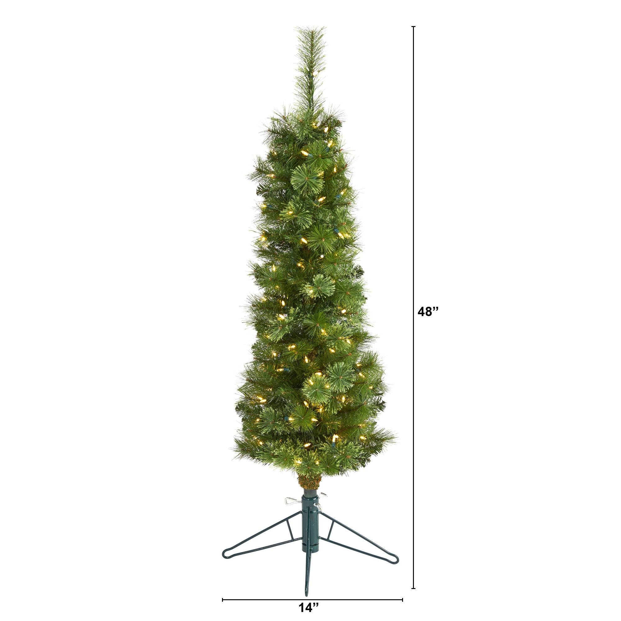 4' Green Pencil Artificial Christmas Tree with 100 Clear (Multifunction) LED Lights and 140 Bendable Branches - Image 2
