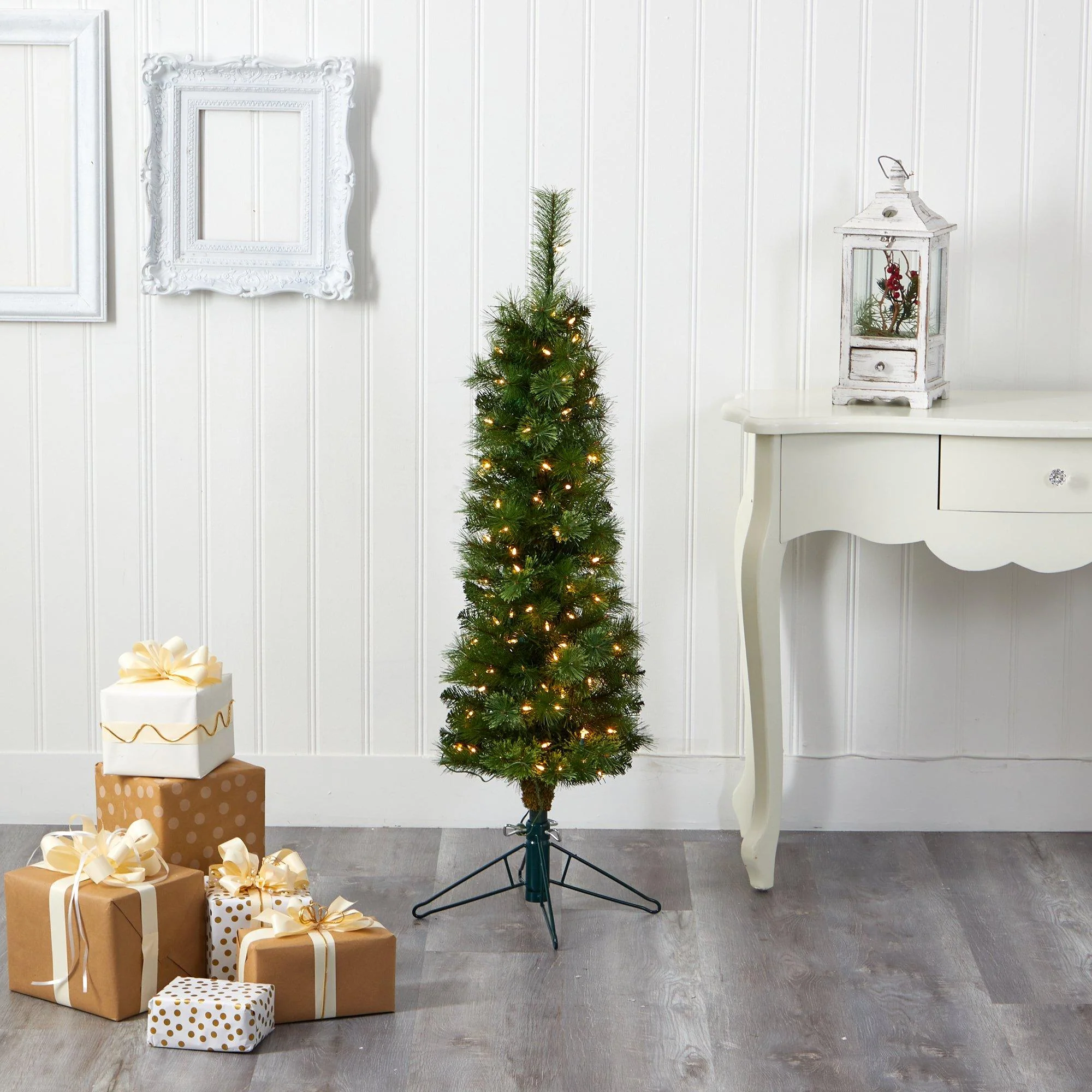 4' Green Pencil Artificial Christmas Tree with 100 Clear (Multifunction) LED Lights and 140 Bendable Branches - Image 7