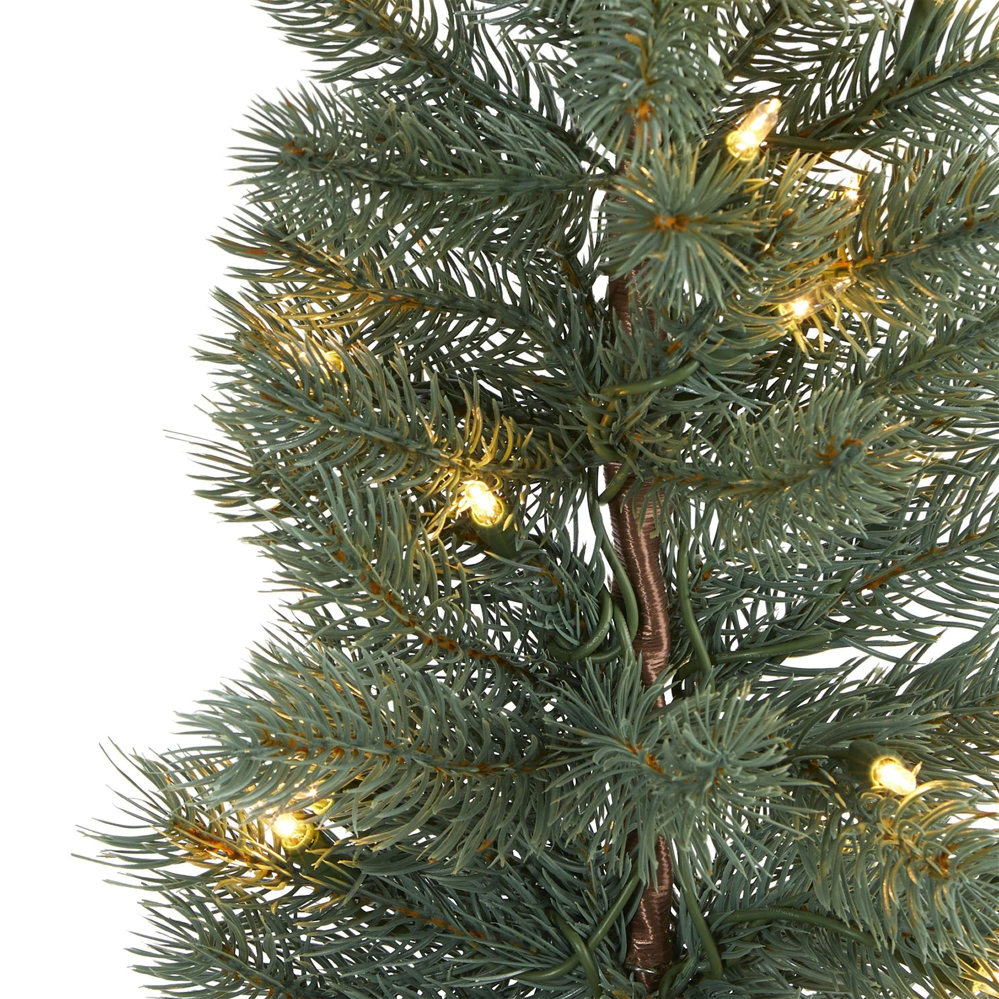 4’ Green Pine Artificial Christmas Tree with 70 Warm White Lights Set in a Burlap Base - Image 3