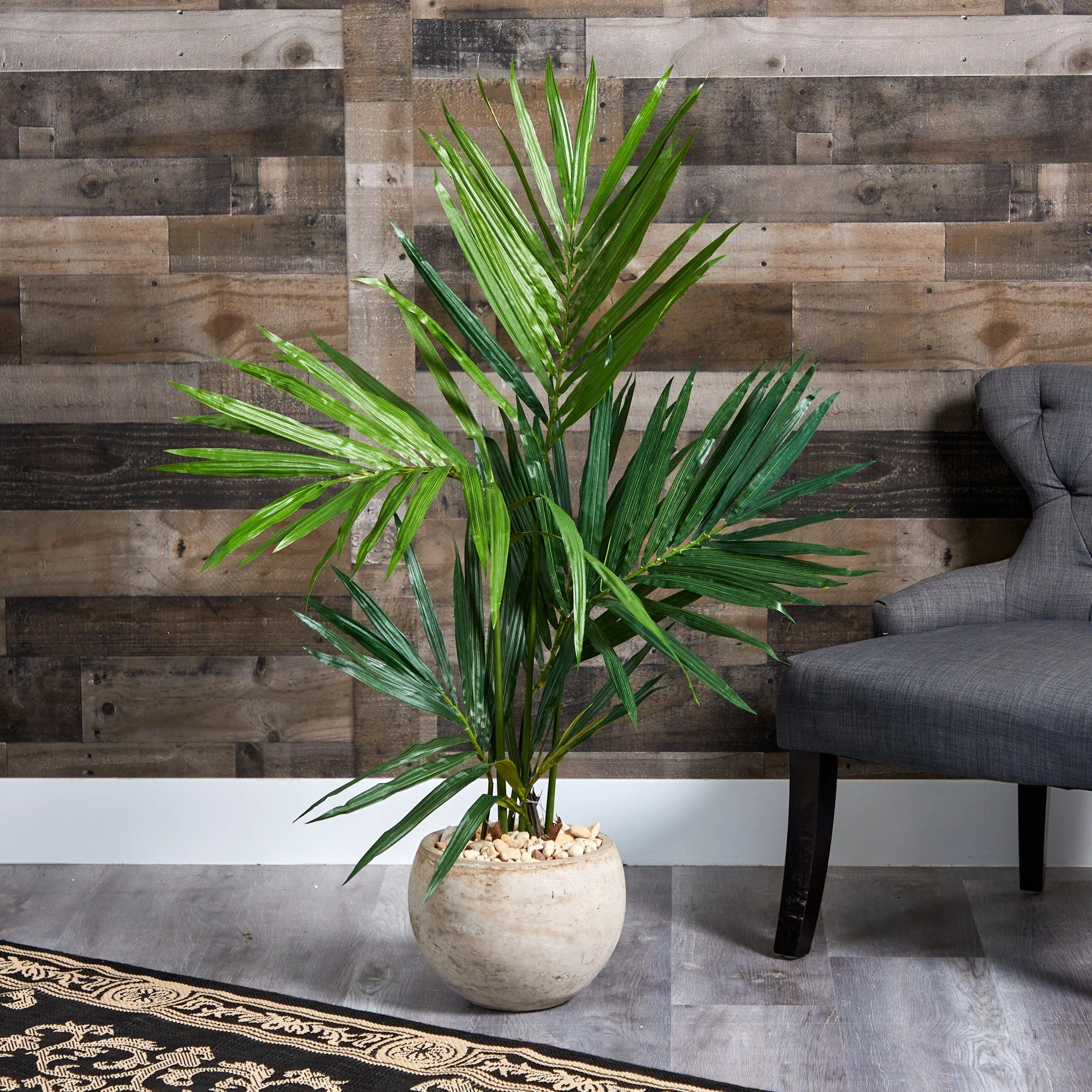 4’ Kentia Artificial Palm Tree in Sand Colored Planter - Image 3