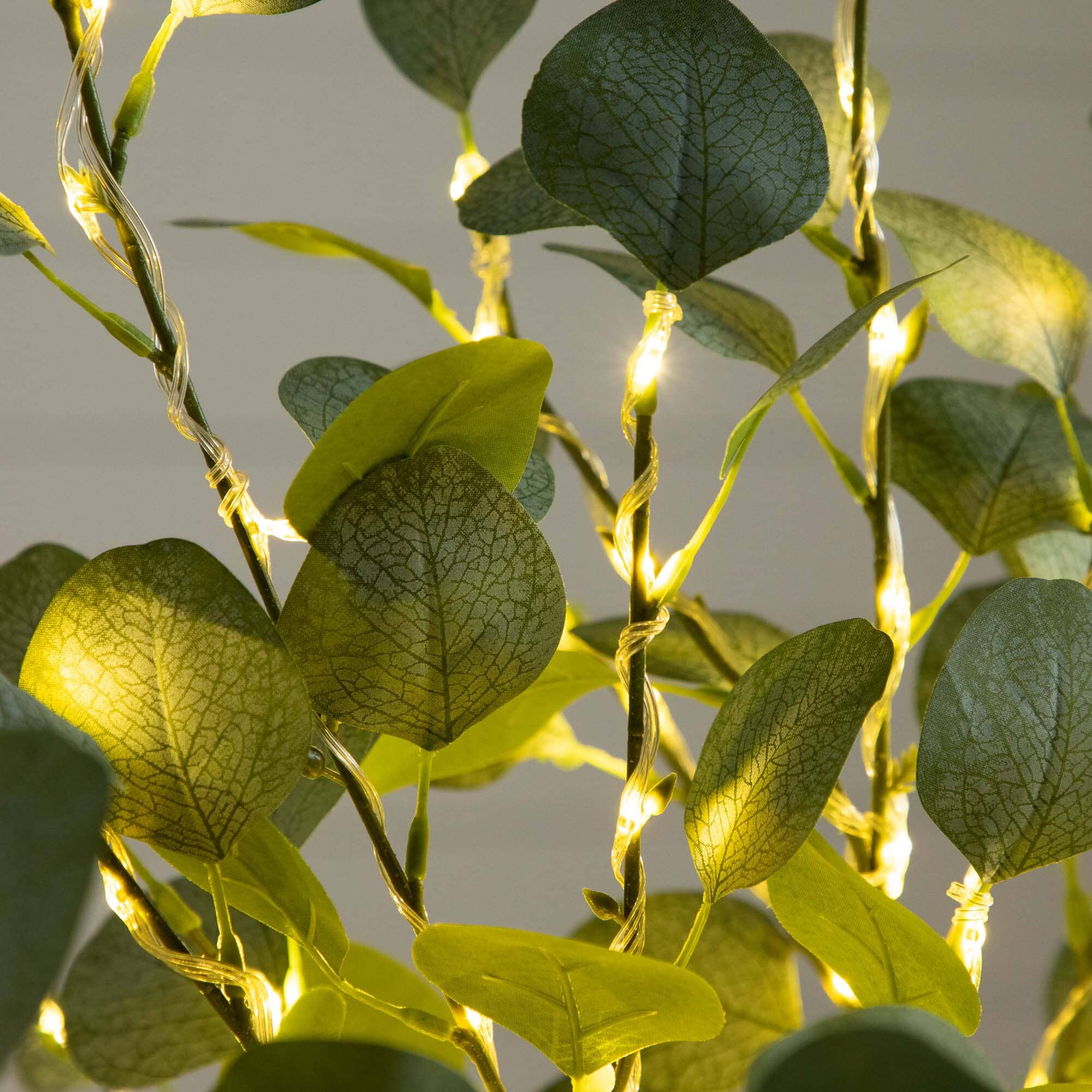 4’ Lighted Artificial Eucalyptus Tree with 240 Warm White LED Lights - Image 2