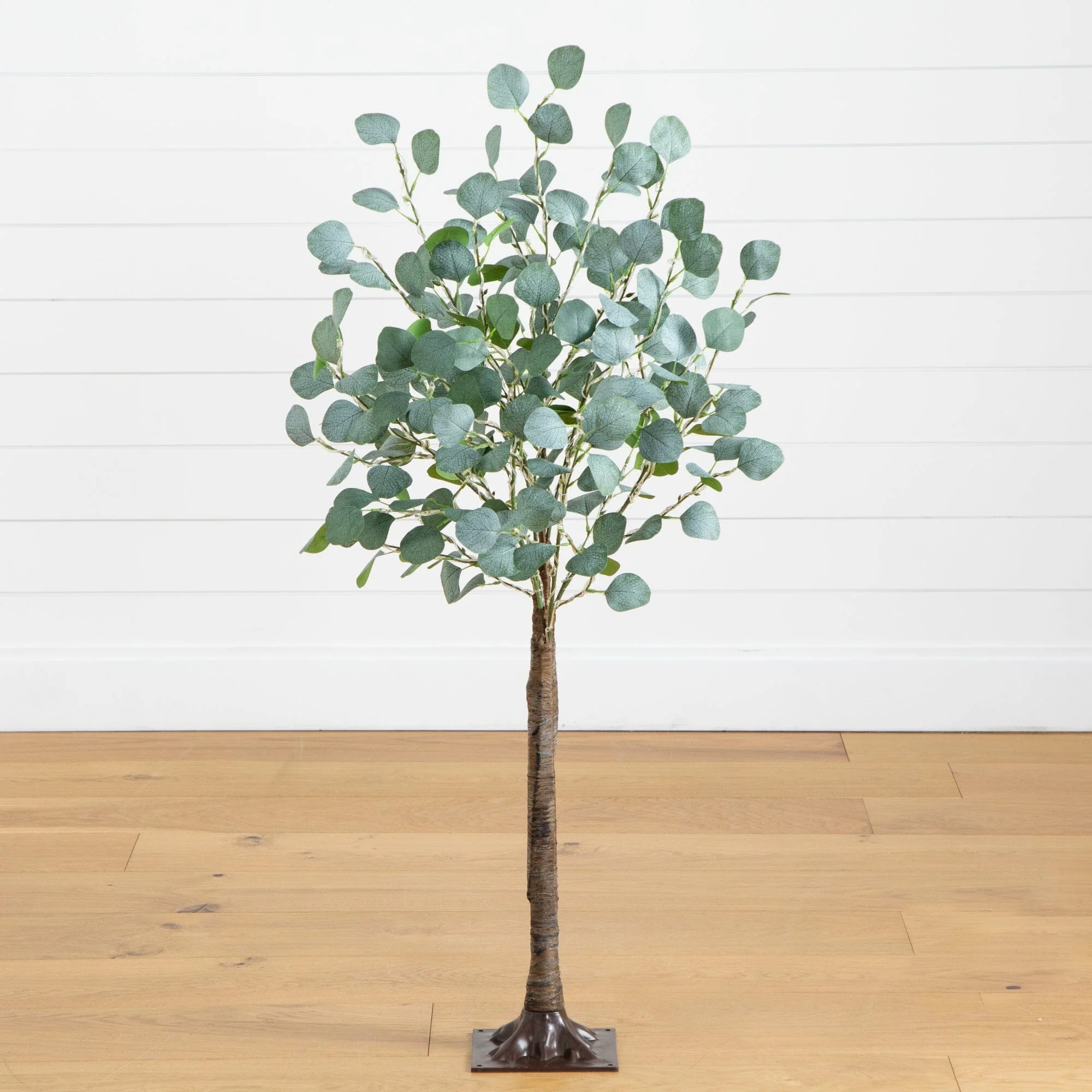 4’ Lighted Artificial Eucalyptus Tree with 240 Warm White LED Lights - Image 4