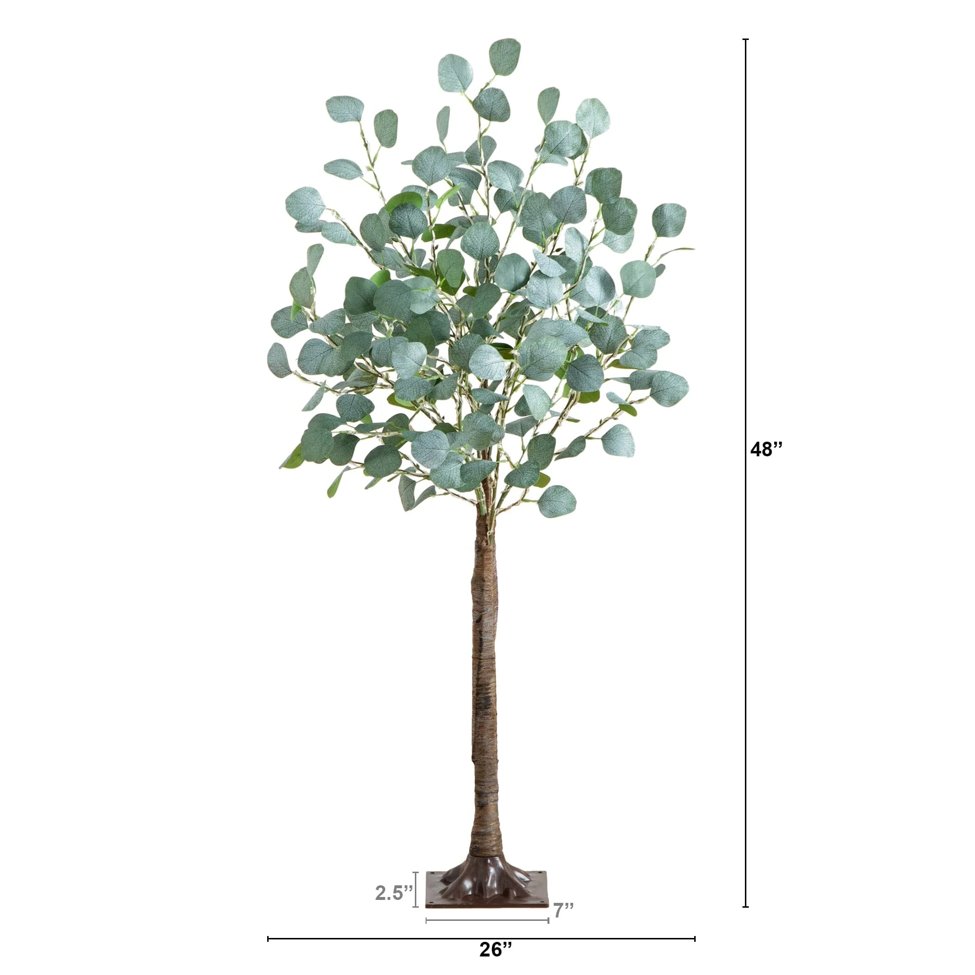 4’ Lighted Artificial Eucalyptus Tree with 240 Warm White LED Lights - Image 7