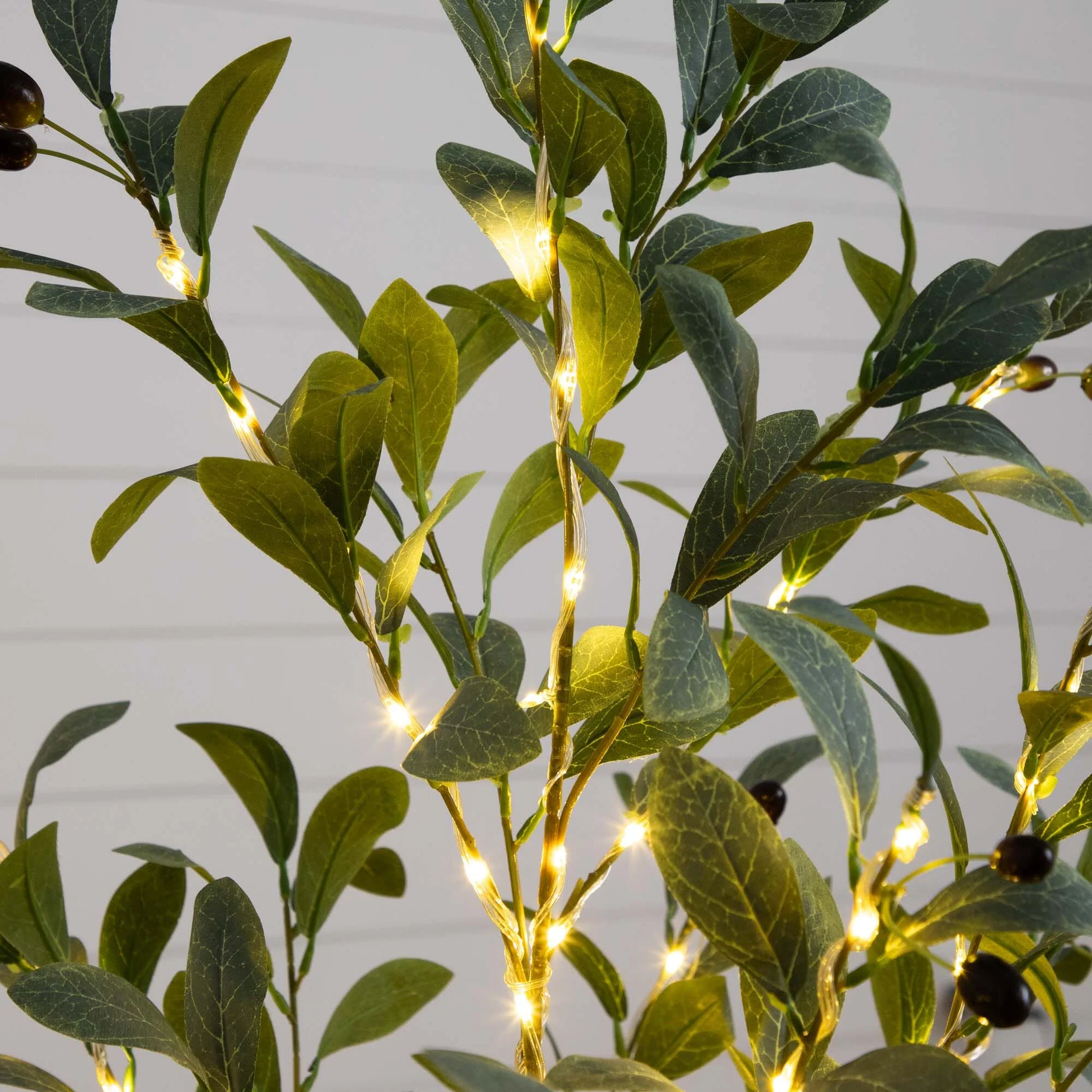 4’ Lighted Artificial Fruiting Olive Tree with 150 Warm White LED Lights - Image 2