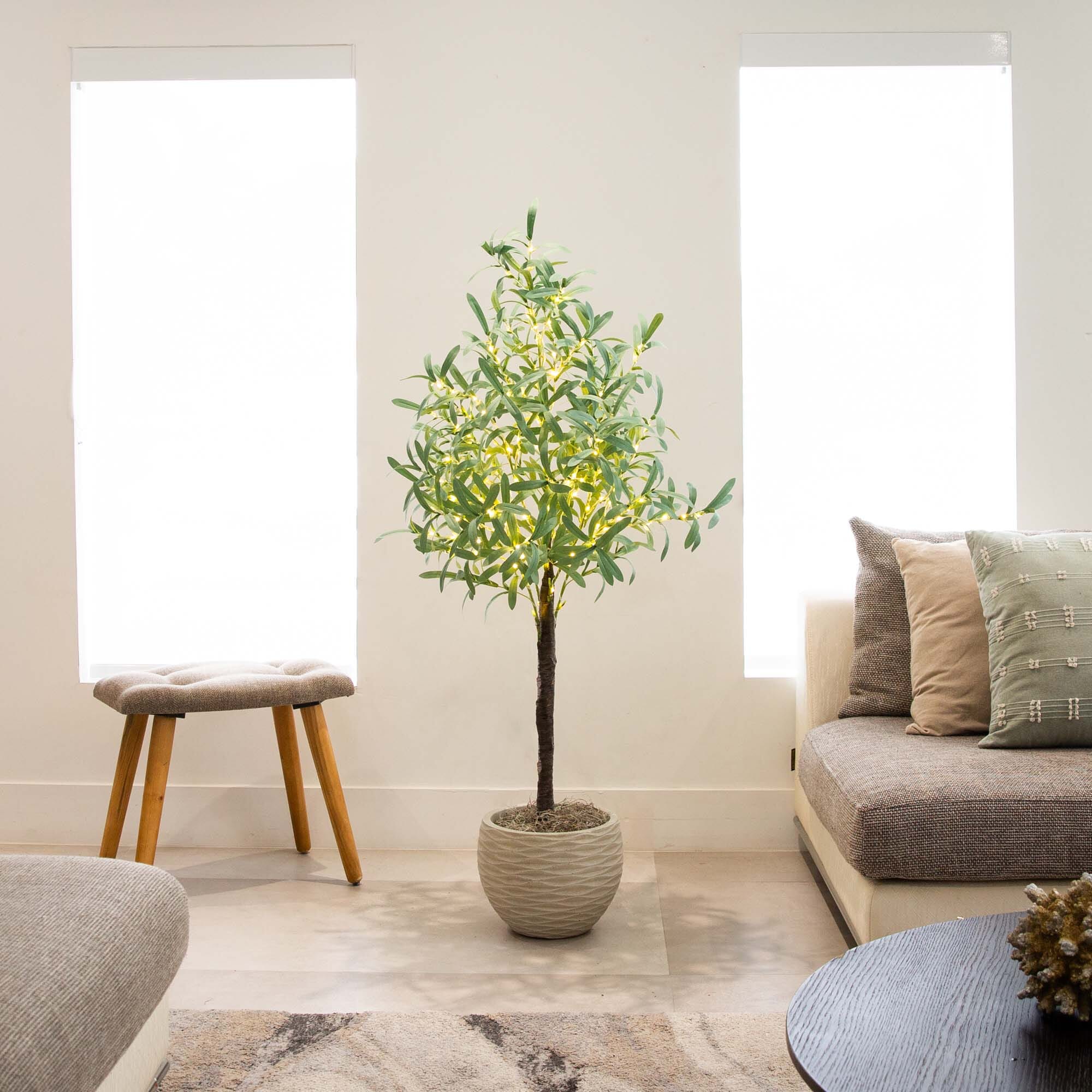4’ Lighted Artificial Olive Tree with 240 Warm White LED Lights - Image 3