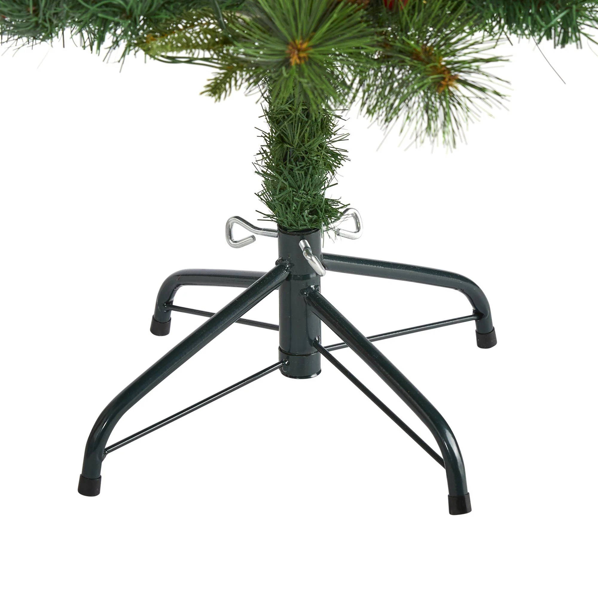 4’ Mixed Pine Artificial Christmas Tree with 100 Clear LED Lights, Pine Cones and Berries - Image 4