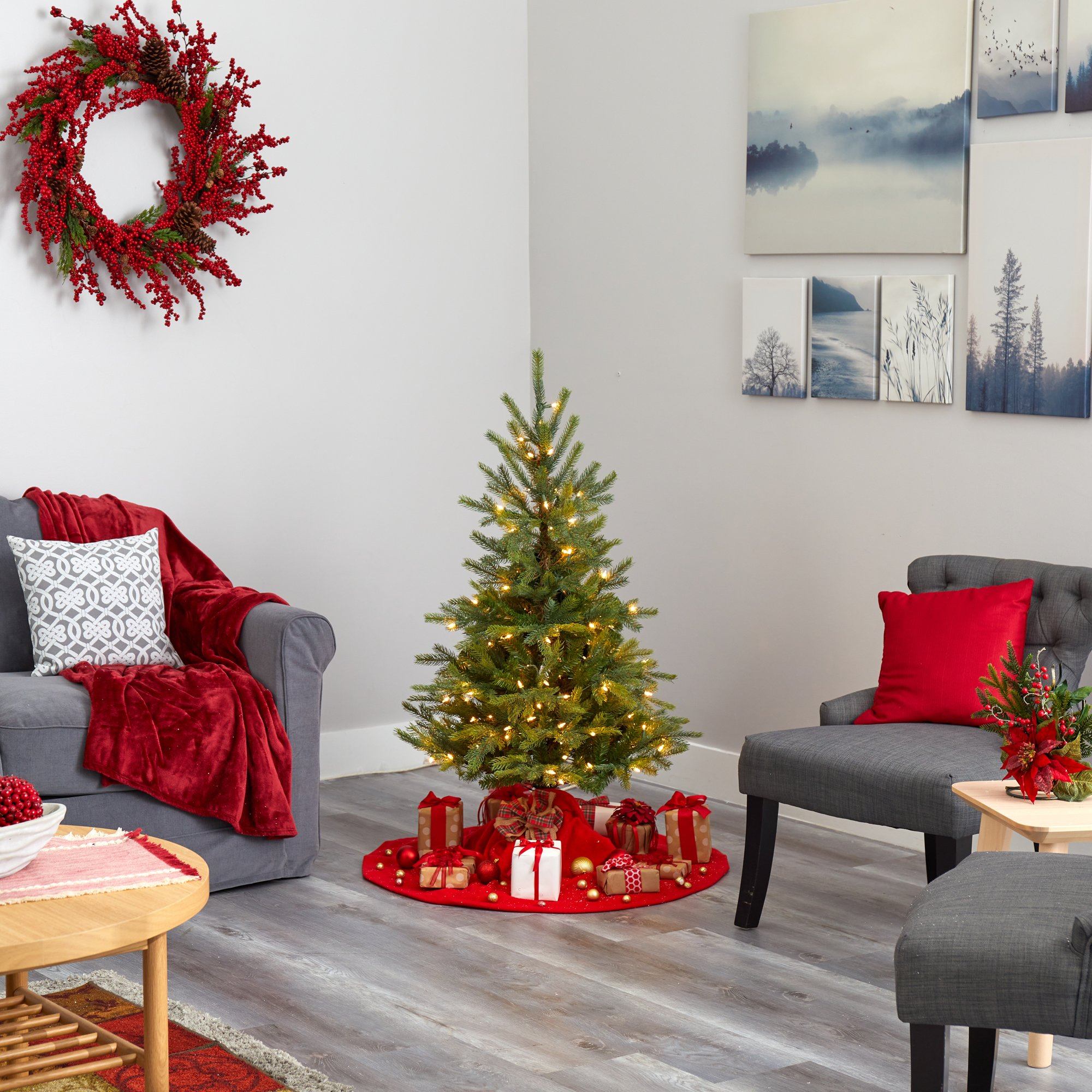 4’ North Carolina Spruce Artificial Christmas Tree with 100 Clear Lights and 207 Bendable Branches - Image 6