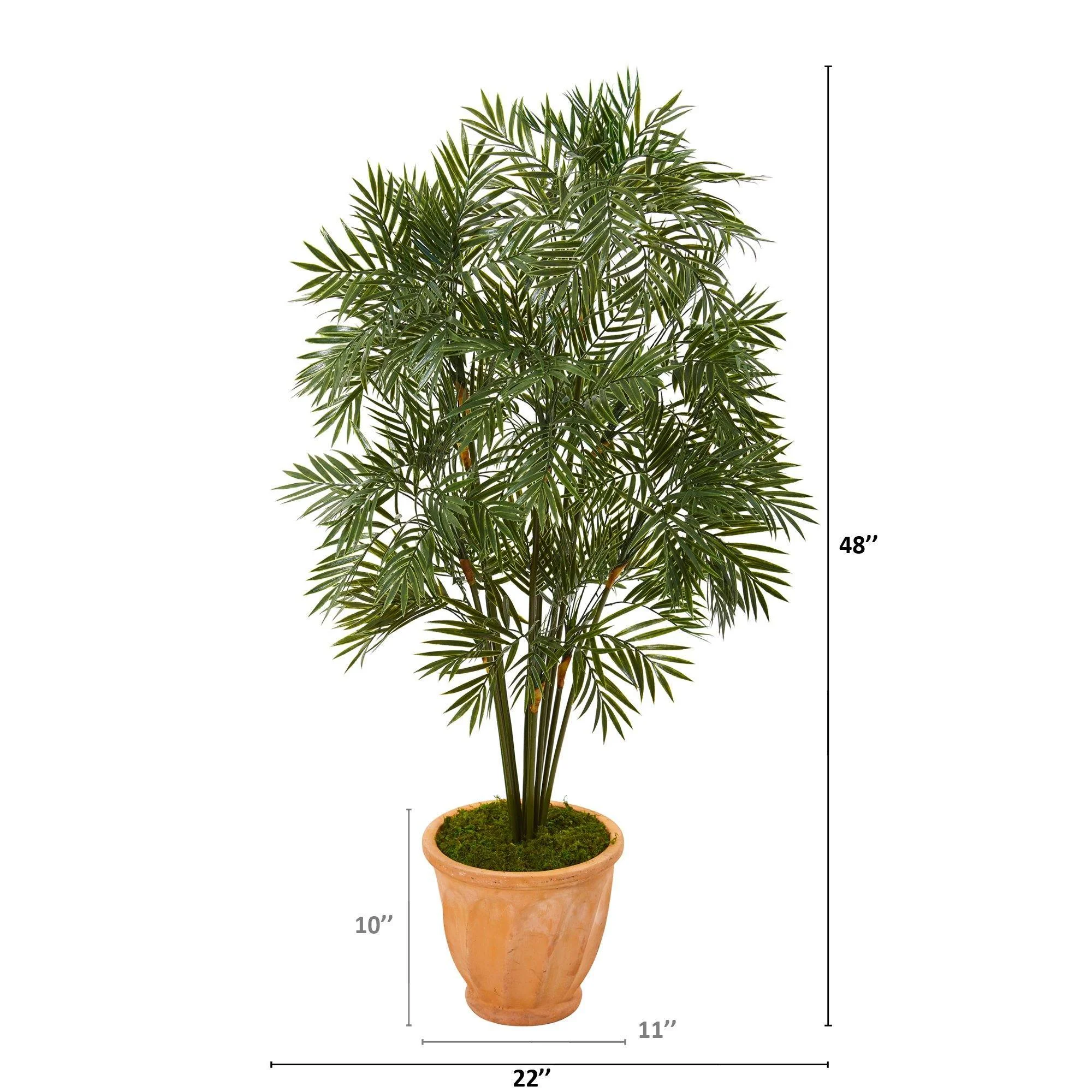 4’ Parlor Palm Artificial Tree in Terra-Cotta Planter - Image 2