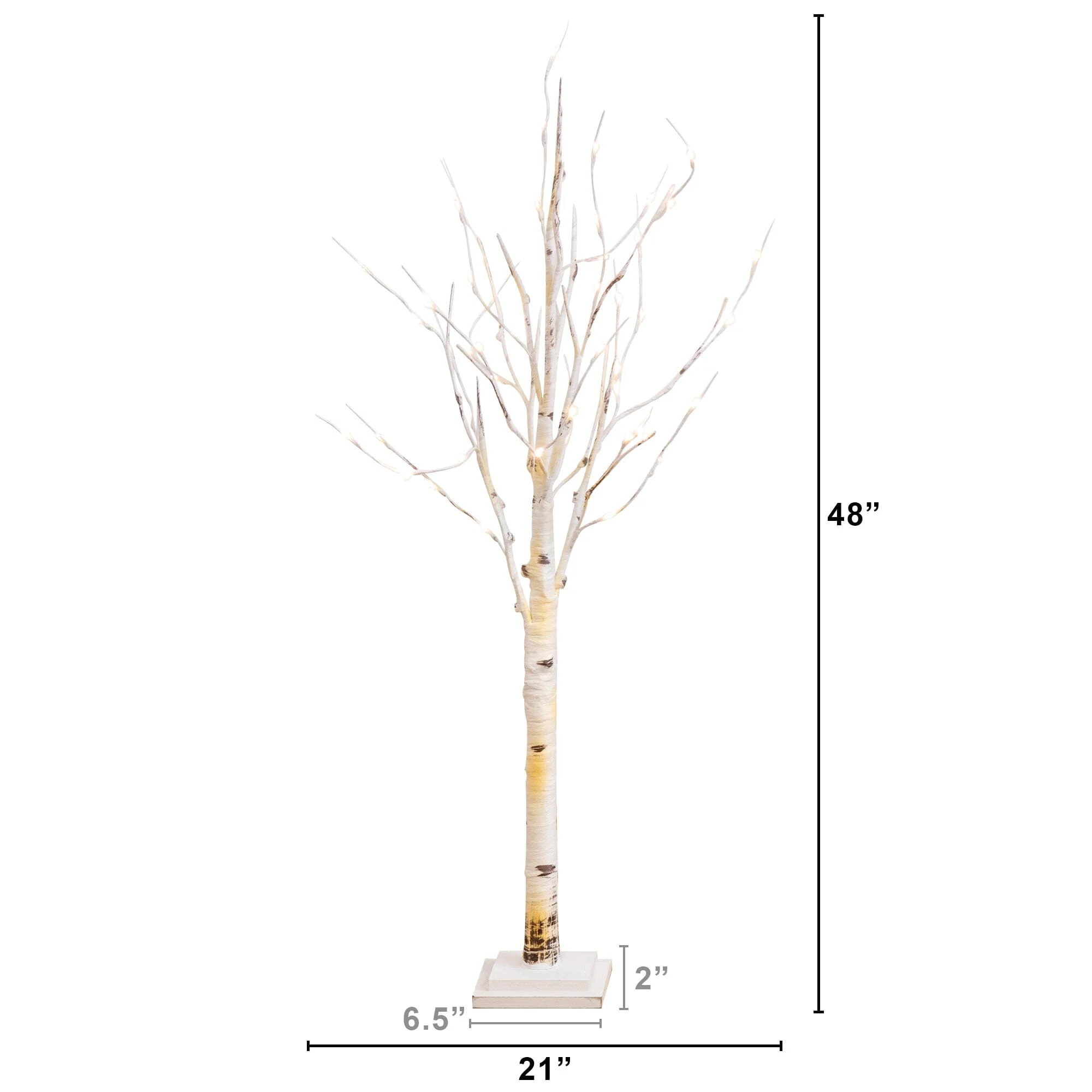 4' Pre-Lit Artificial Birch Tree with 50 Warm White LED Lights - Image 6