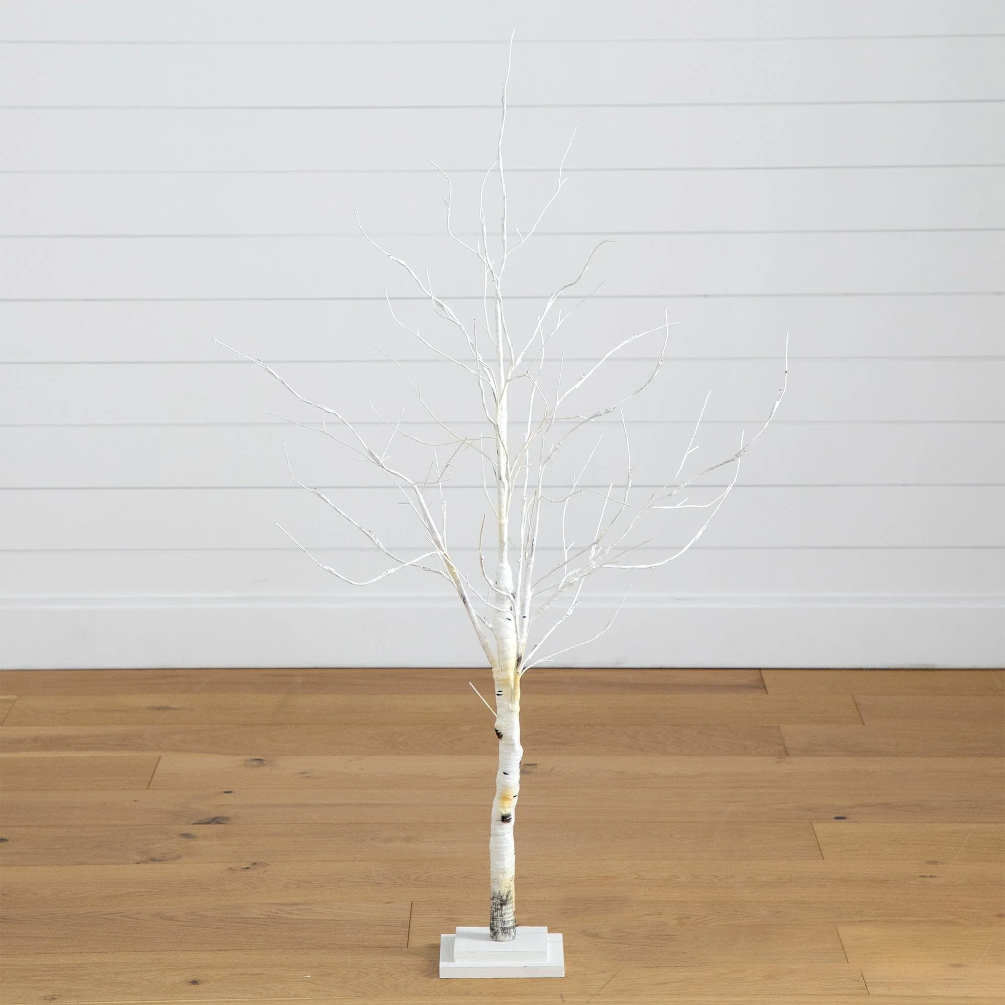 4’ Pre-Lit Artificial White Birch Tree with 51 White LED Lights - Image 6