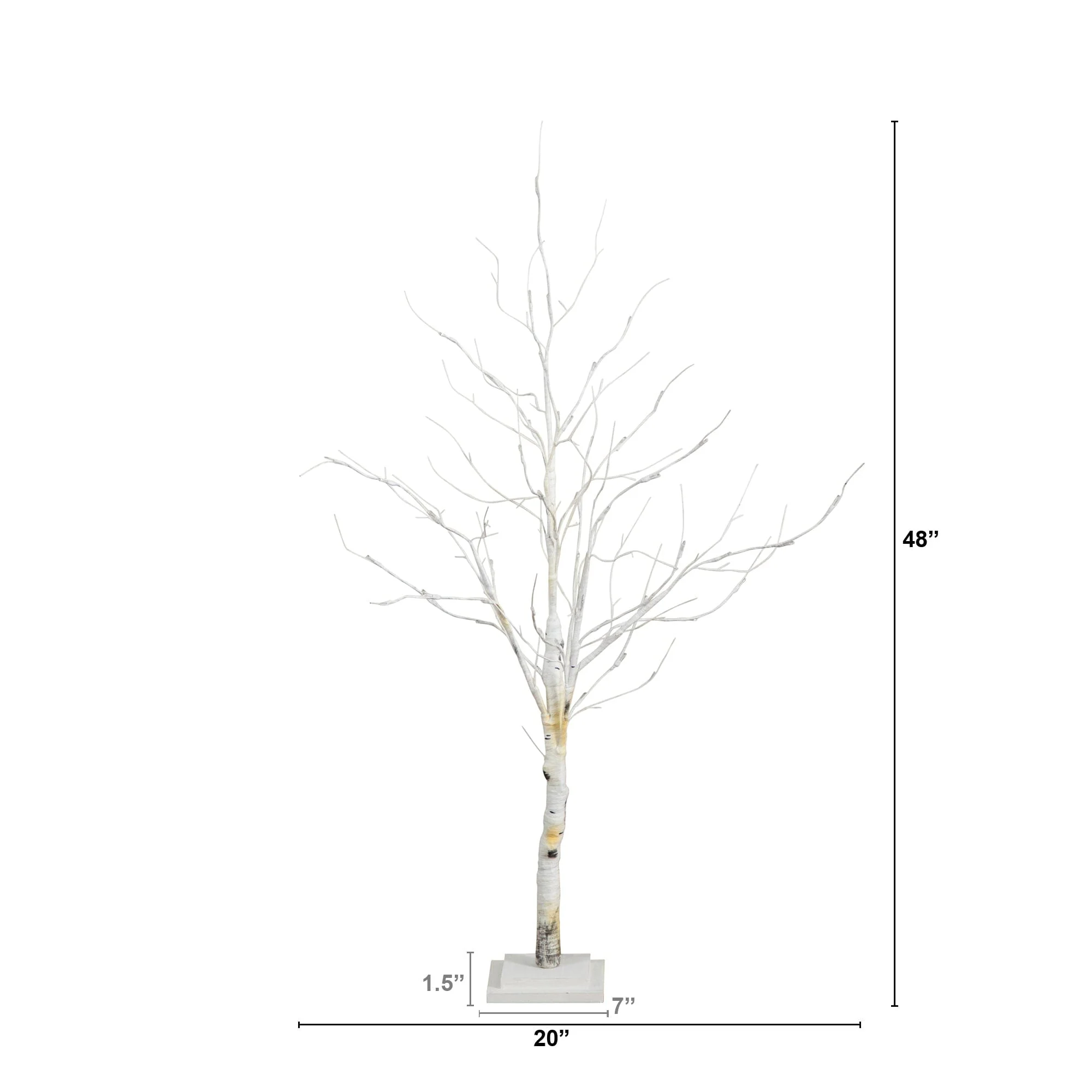 4’ Pre-Lit Artificial White Birch Tree with 51 White LED Lights - Image 8