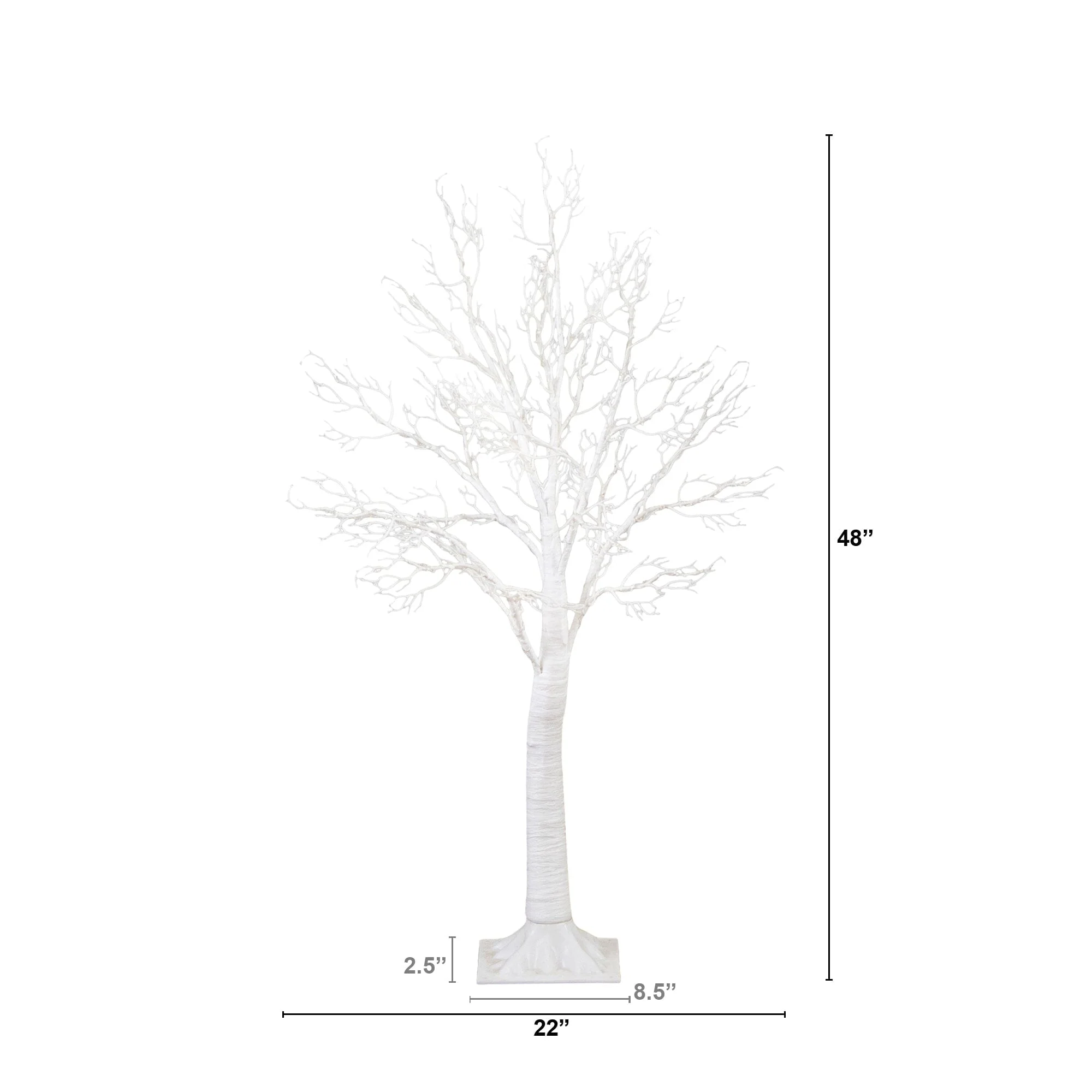 4’ Pre-Lit Artificial White Twig Tree with 160 Warm White LED Lights - Image 8