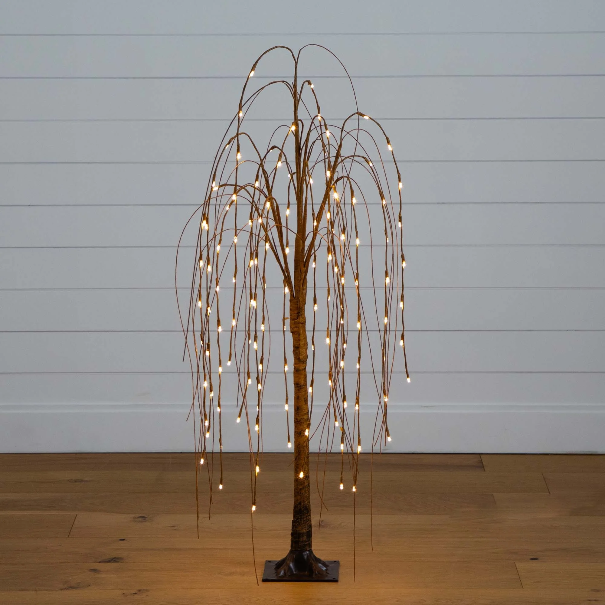 4’ Pre-Lit Artificial Willow Tree with 120 Warm White LED Lights - Image 6