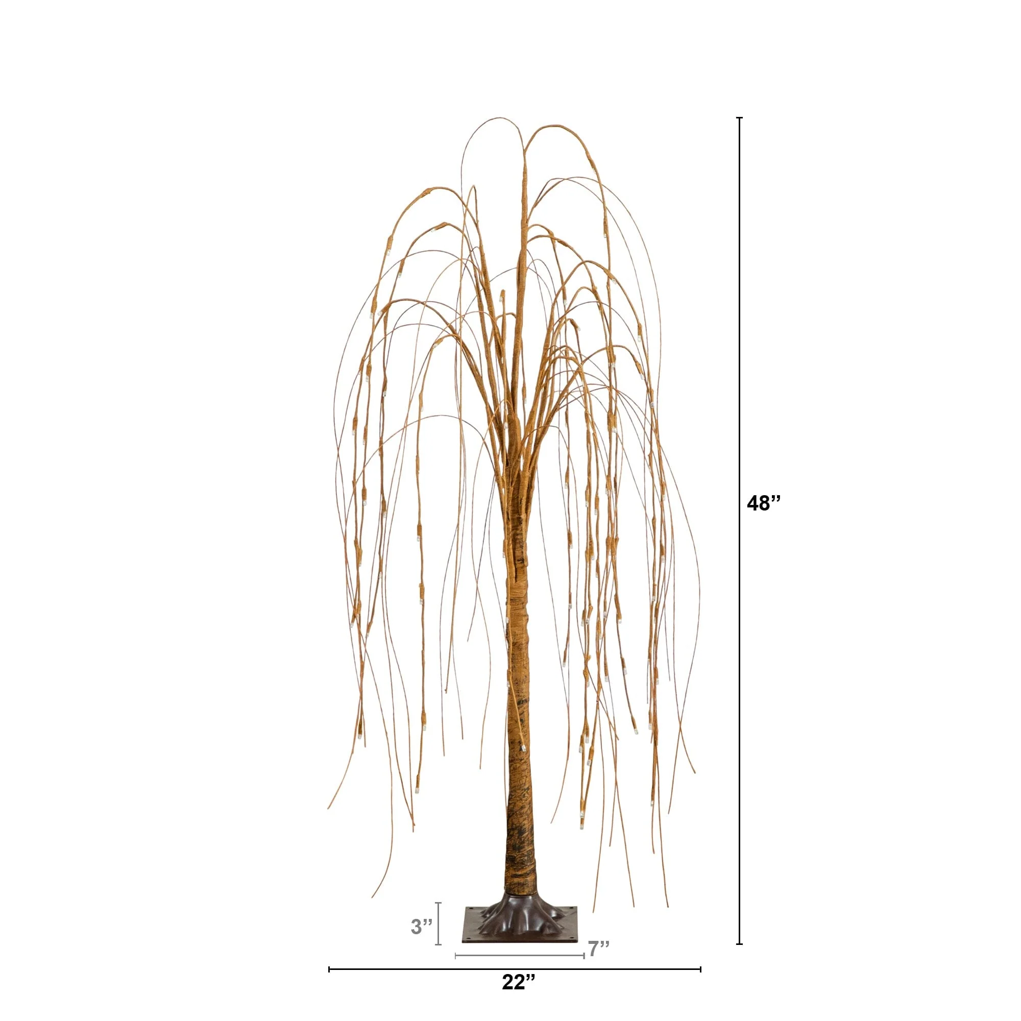 4’ Pre-Lit Artificial Willow Tree with 120 Warm White LED Lights - Image 9