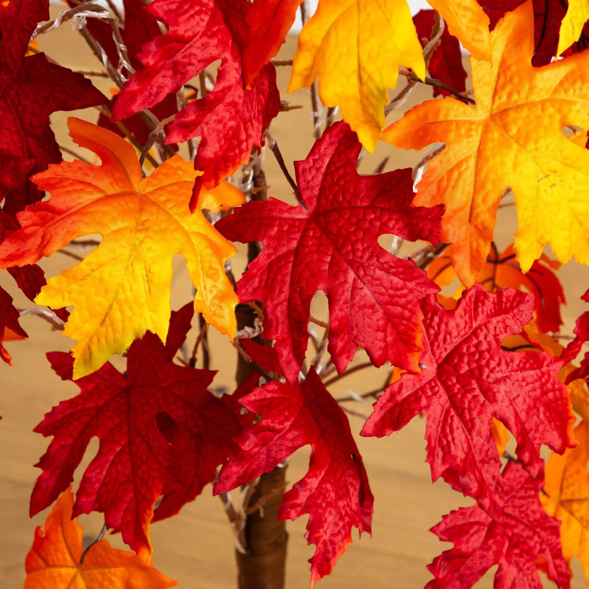 4' Pre-Lit Autumn Weeping Maple Artificial Fall Tree with 180 Warm White LED Lights - Image 2
