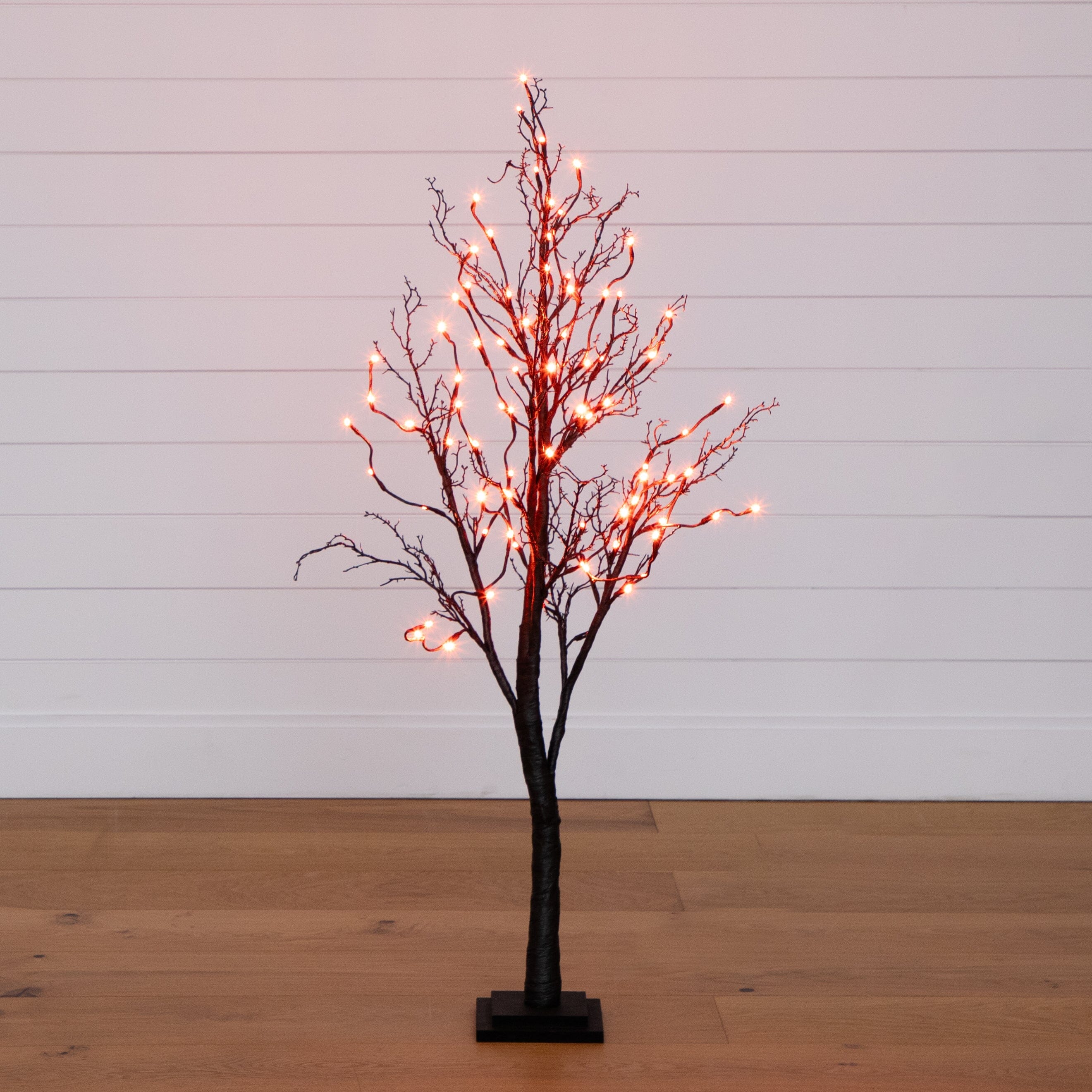 4’ Pre-Lit Halloween Deluxe Black Twig Artificial Tree with 81 Orange & Purple LED Lights - Image 3