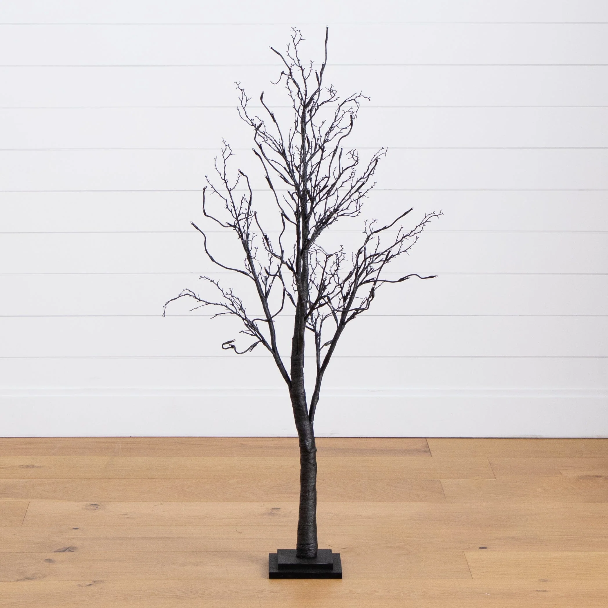 4’ Pre-Lit Halloween Deluxe Black Twig Artificial Tree with 81 Orange & Purple LED Lights - Image 7