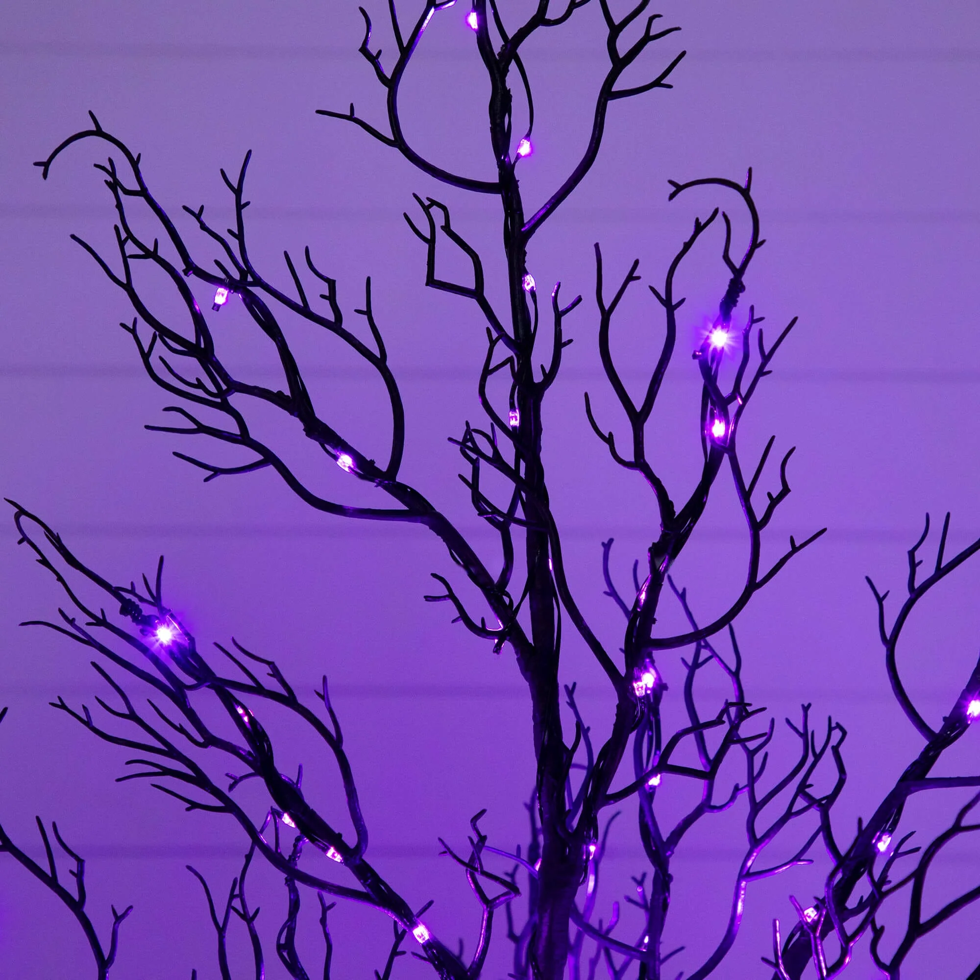 4' Pre-Lit Halloween Minimalist Twig Artificial Fall Tree with 160 Orange & Purple LED Lights - Image 2