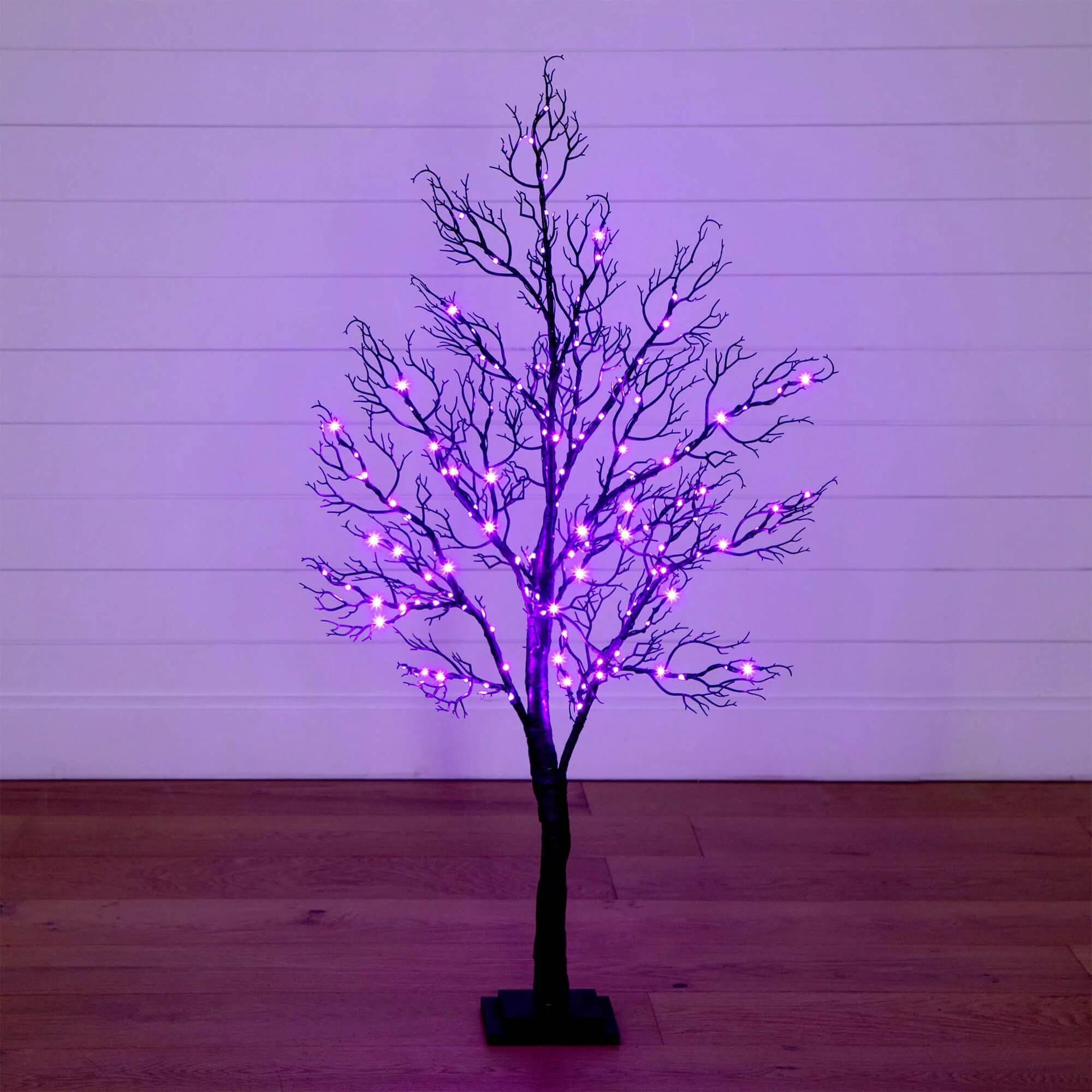 4' Pre-Lit Halloween Minimalist Twig Artificial Fall Tree with 160 Orange & Purple LED Lights - Image 3