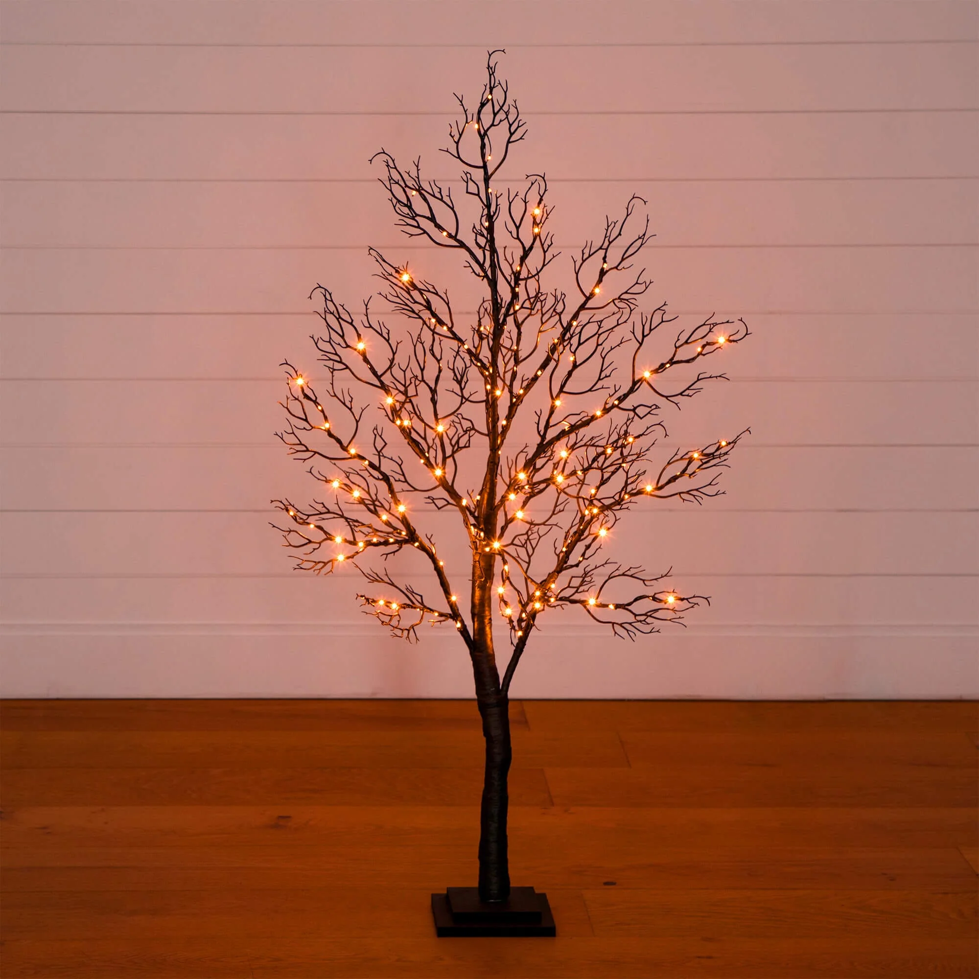 4' Pre-Lit Halloween Minimalist Twig Artificial Fall Tree with 160 Orange & Purple LED Lights - Image 4