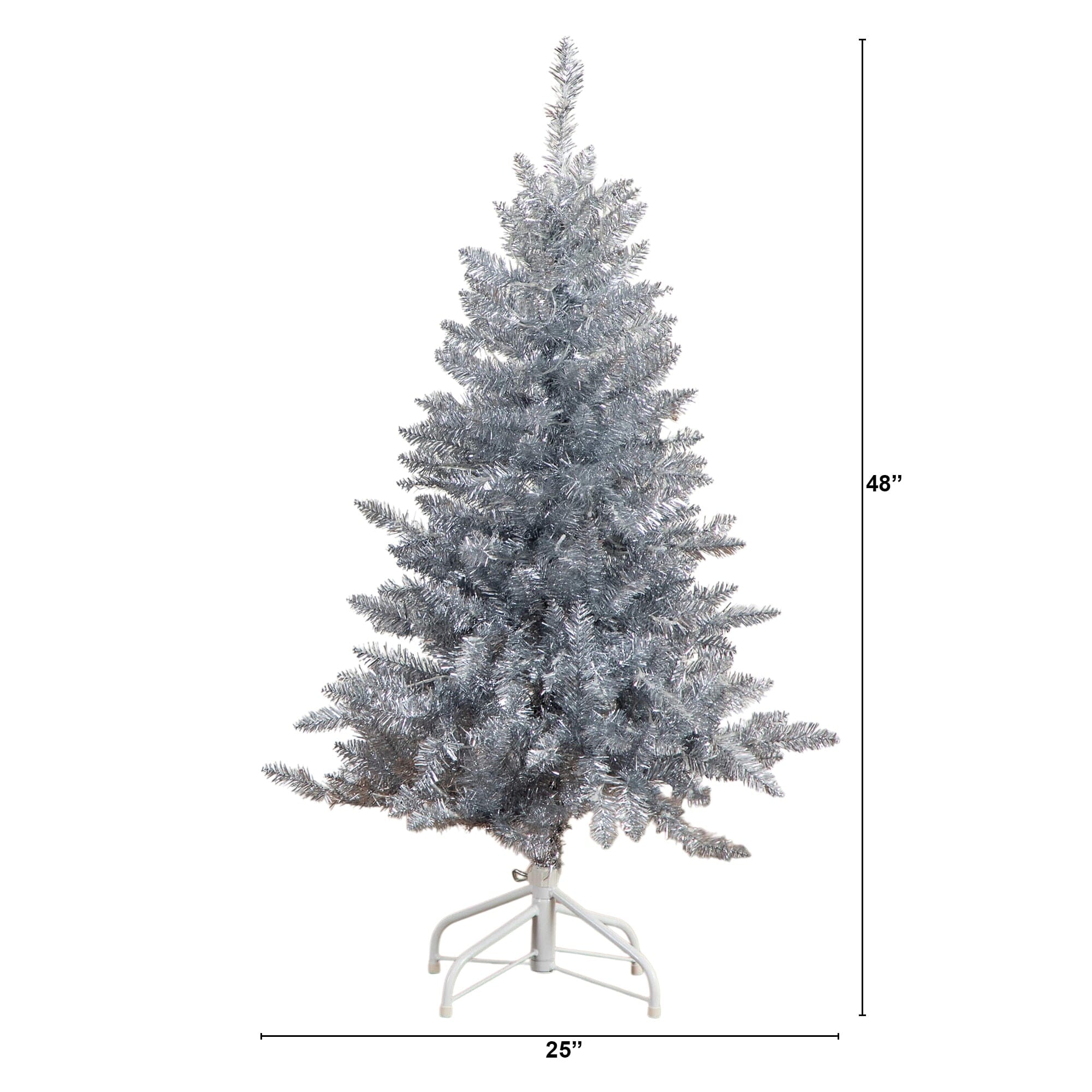 4' Artificial Silver Christmas Tree with 130 Cool White LED Lights - Image 8