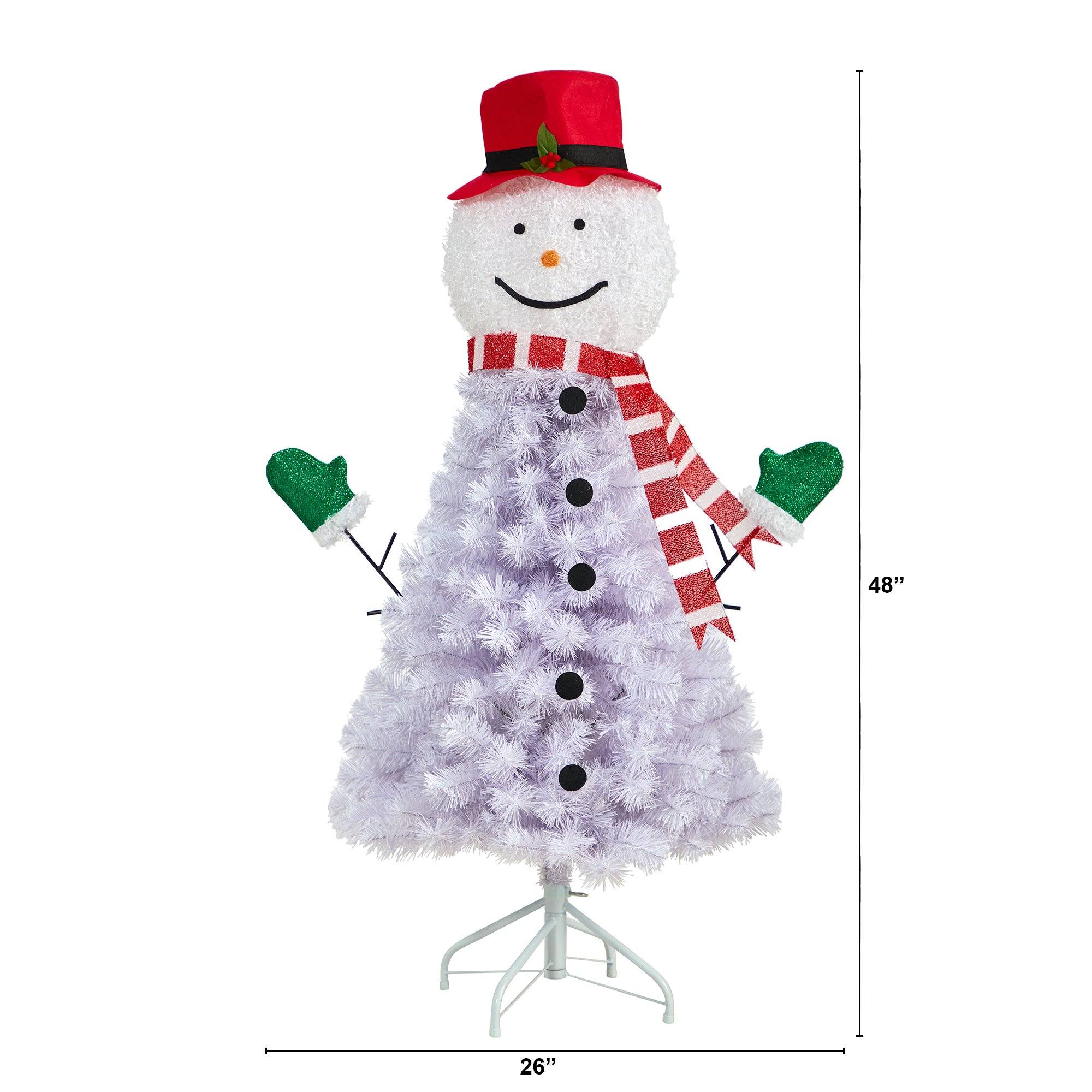 4’ Snowman Artificial Christmas Tree with 234 Bendable Branches - Image 2