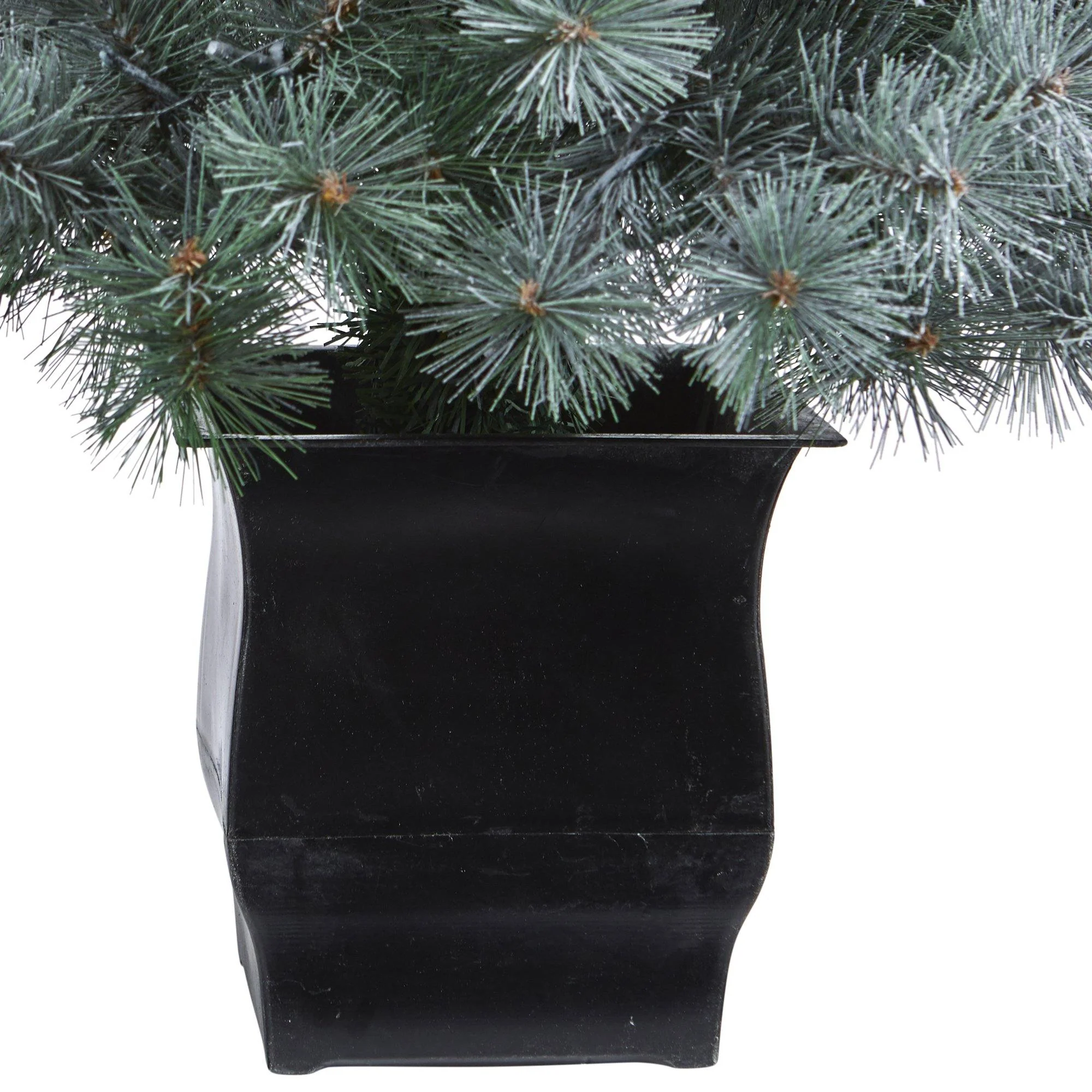 4' Snowy Mountain Pine Artificial Christmas Tree with 150 LED Lights and Decorative Planter - Image 6