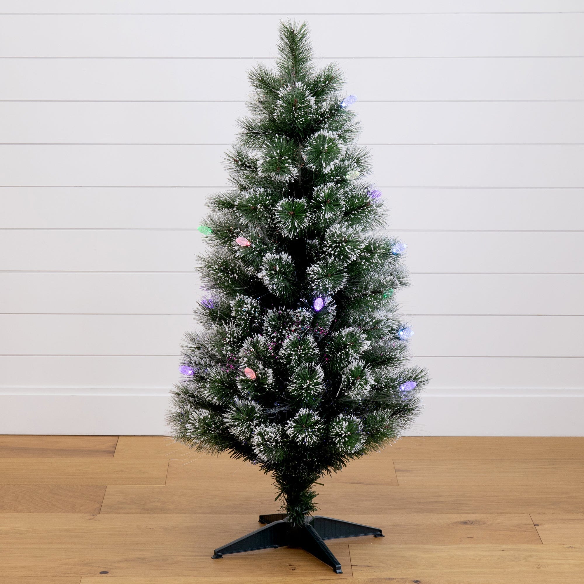 4' Snowy Pre-Lit Fiber Optic Artificial Christmas Tree with 40 Colorful LED Lights - Image 2