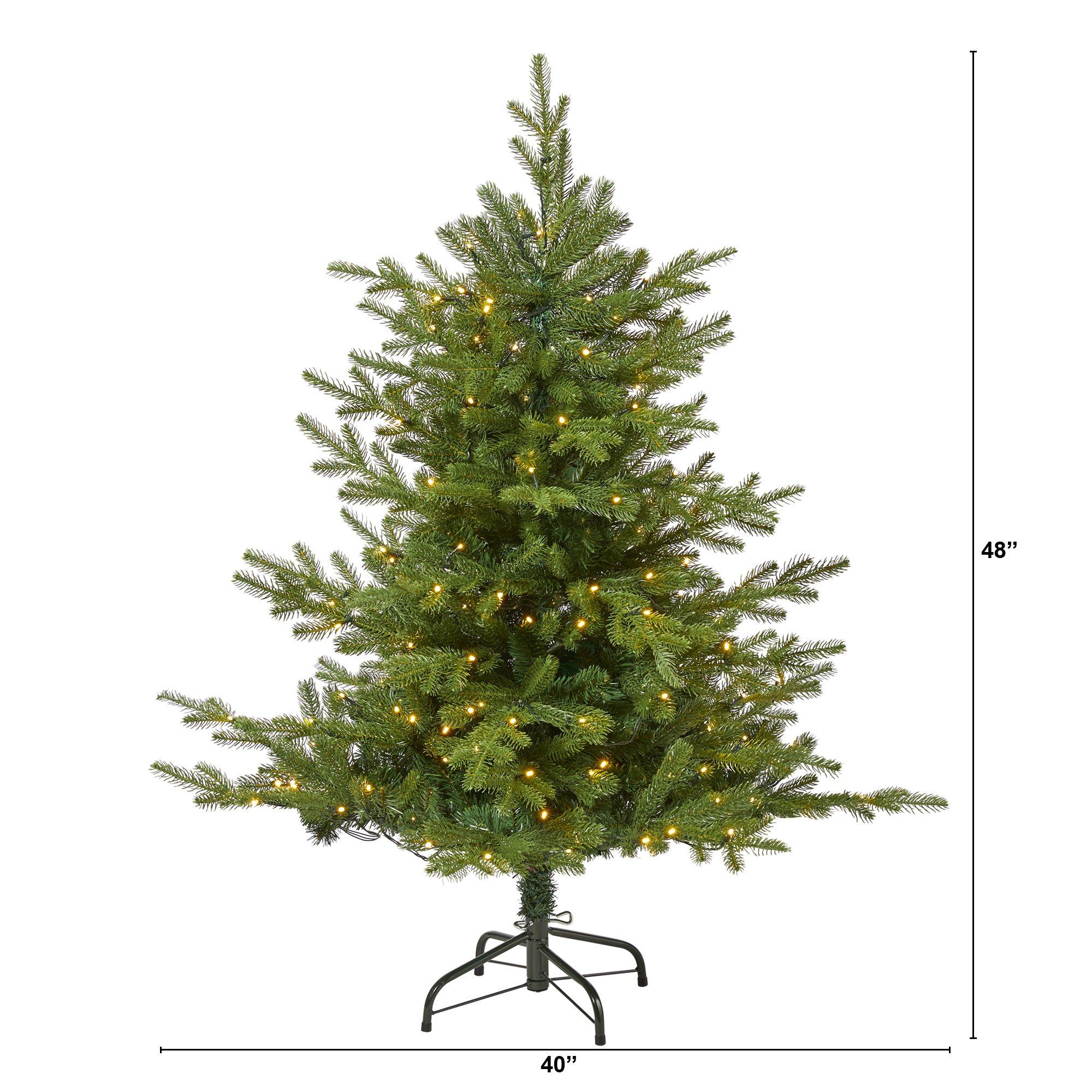 4’ Swedish Fir Artificial Christmas Tree with 160 Warm White LED Lights and 403 Bendable Branches - Image 2