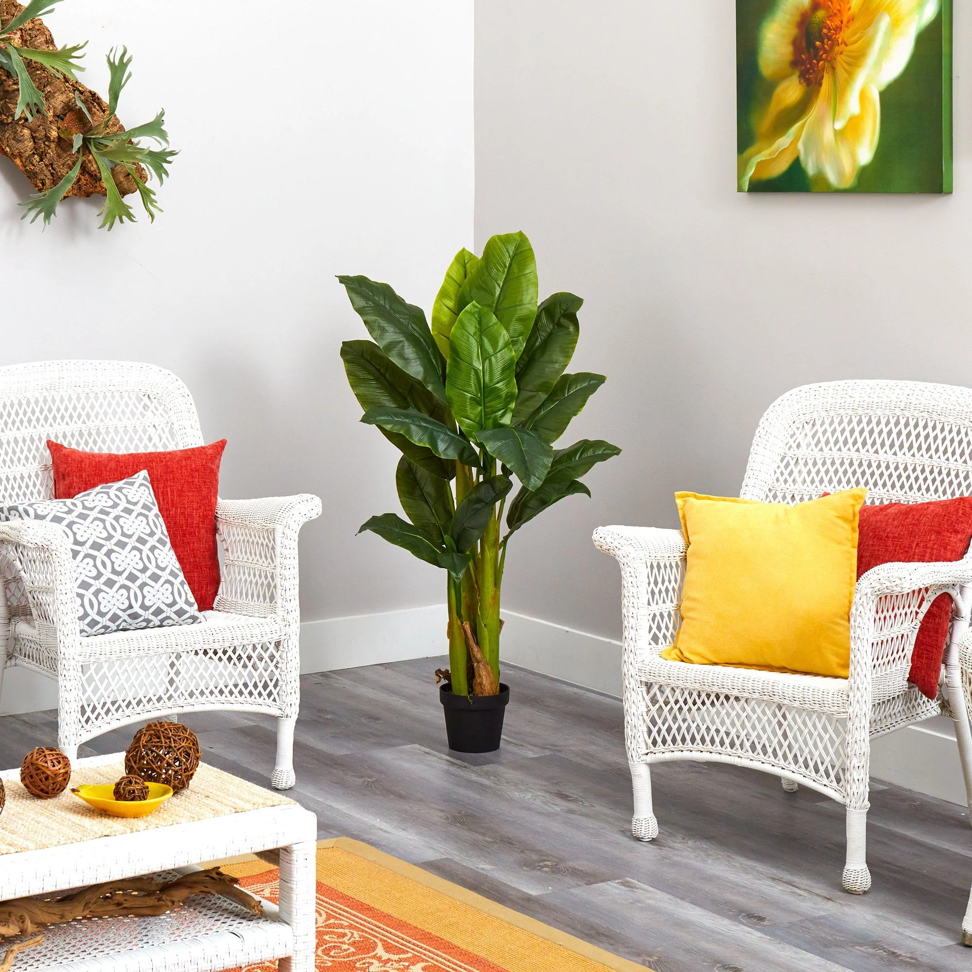 4' Triple Stalk Banana Tree (Real Touch) - Image 3