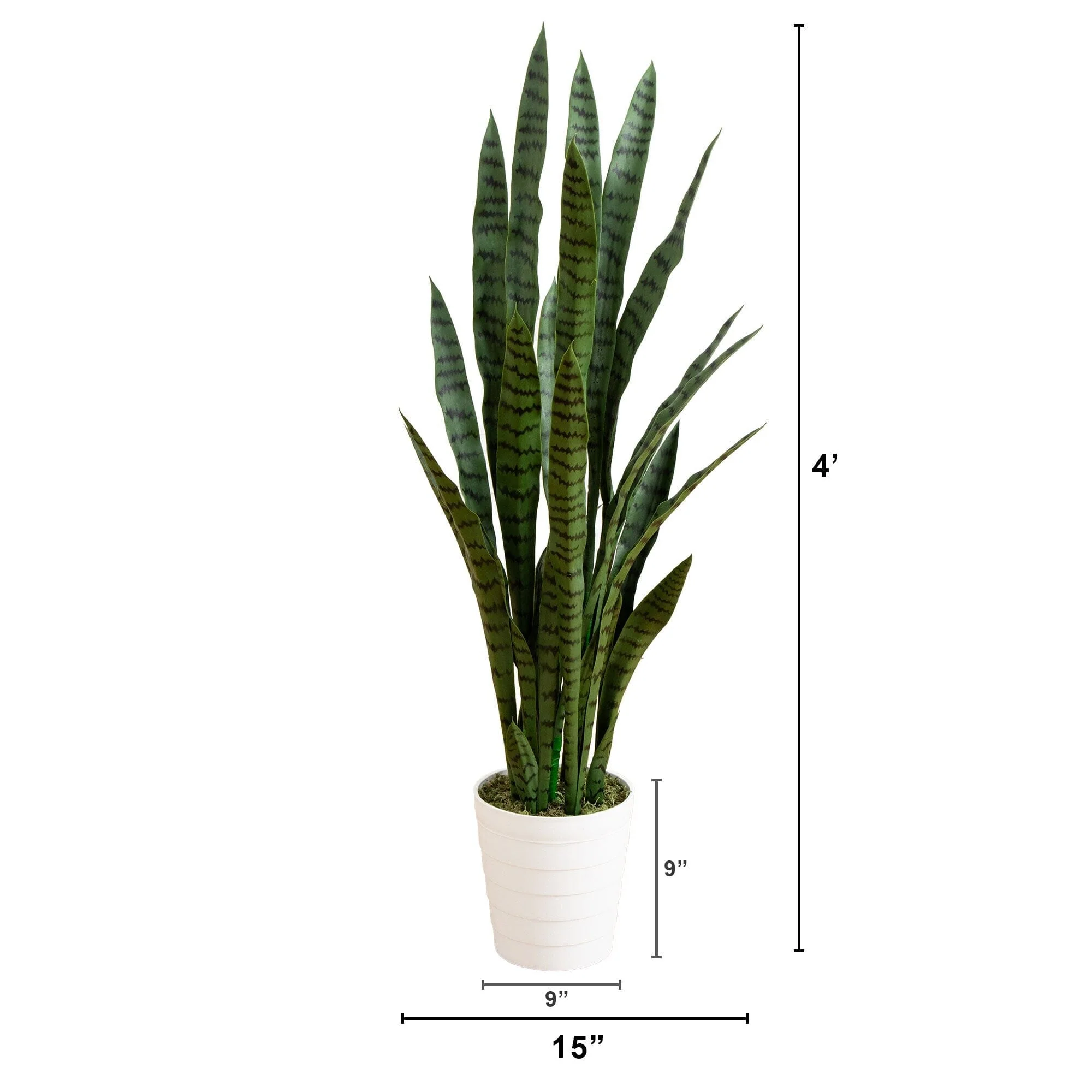 4’ UV Resistant Artificial Sansevieria Plant in White Decorative Planter (Indoor/Outdoor) - Image 5