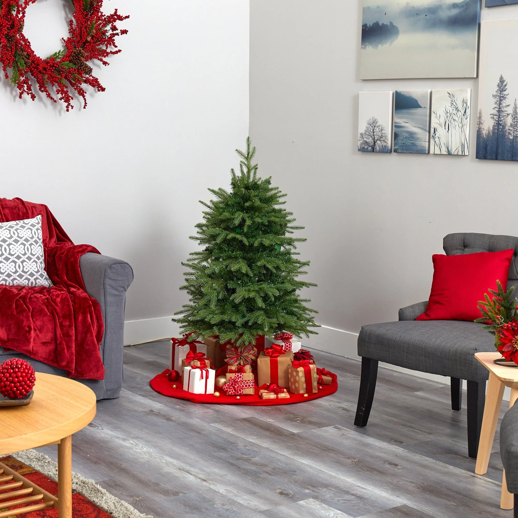 4’ Vancouver Fir “Natural Look” Artificial Christmas Tree with 250 Clear LED Lights and 814 Bendable Branches - Image 5