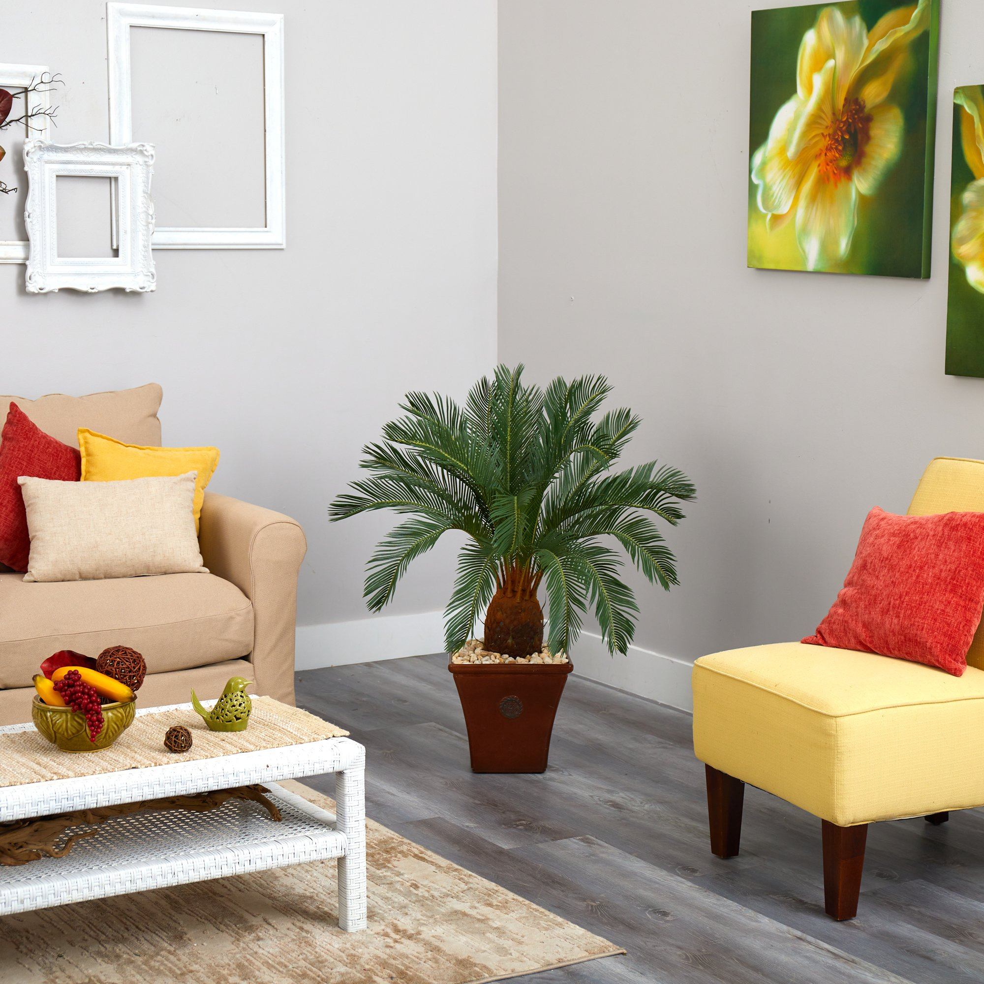40” Cycas Artificial Tree in Brown Planter - Image 2