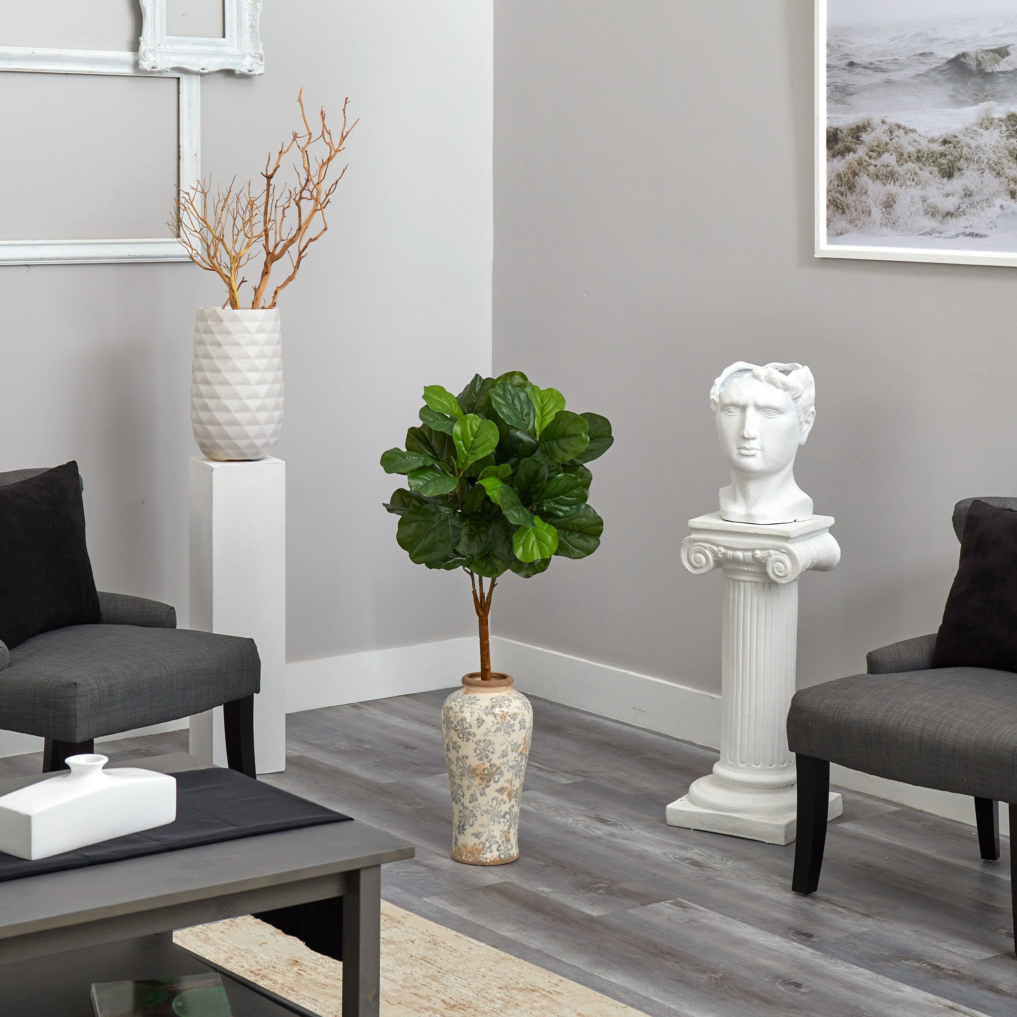 40” Fiddle Leaf Artificial Tree in Designer Vase (Real Touch) - Image 3