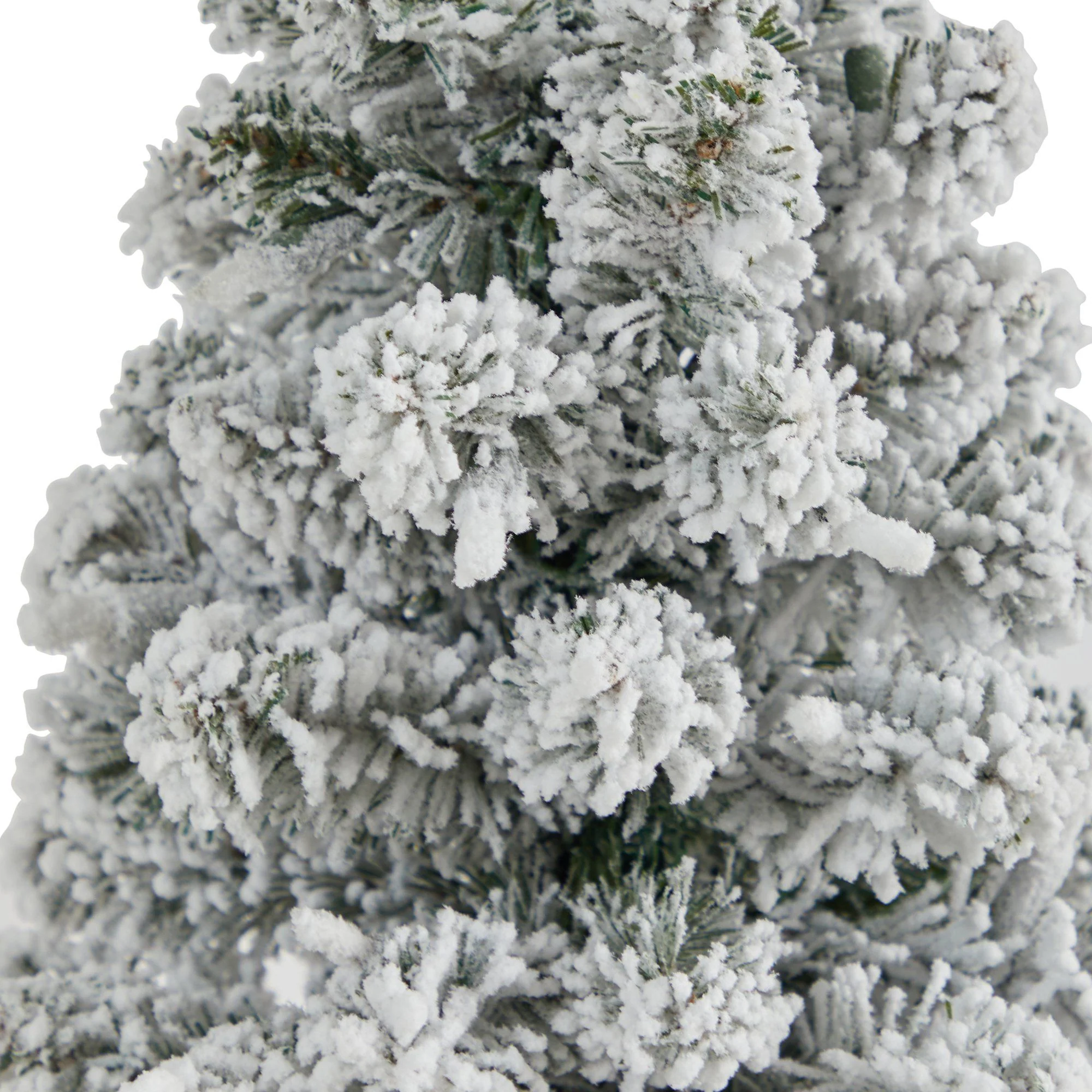 40” Flocked Pencil Artificial Christmas Tree with 50 Clear Lights and 132 Bendable Branches in Planter with Brass Trimming - Image 5